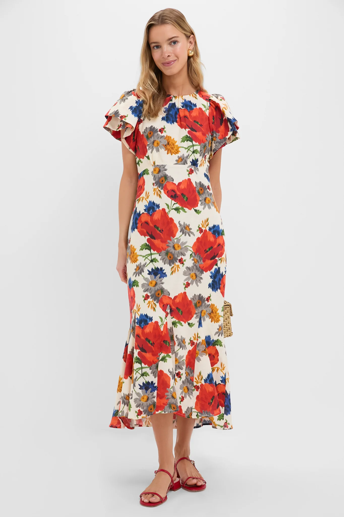 Crimson Poppy Cotton Linen Elodie Dress - Image 2