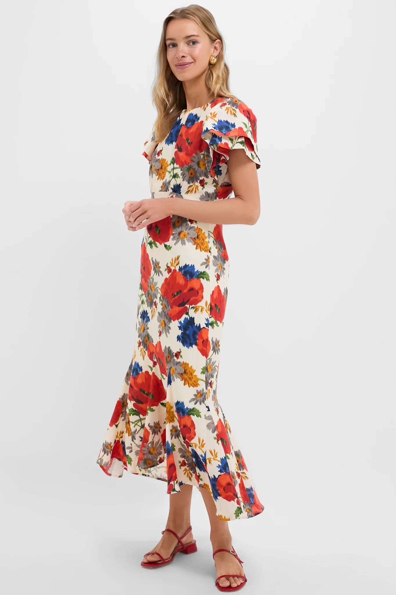 Crimson Poppy Cotton Linen Elodie Dress - Image 3