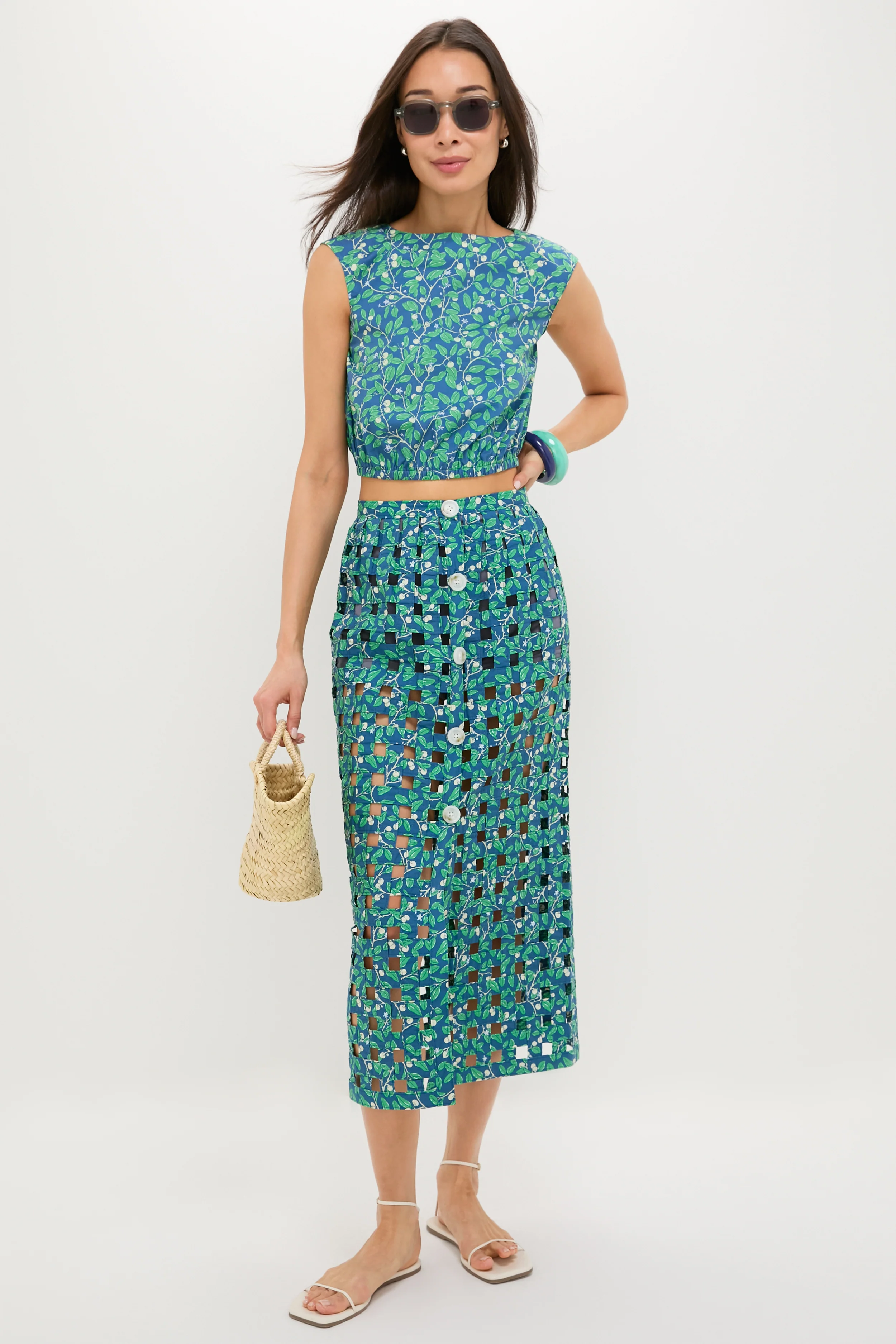 Dark Blue Limes Basket Skirt - Image 2