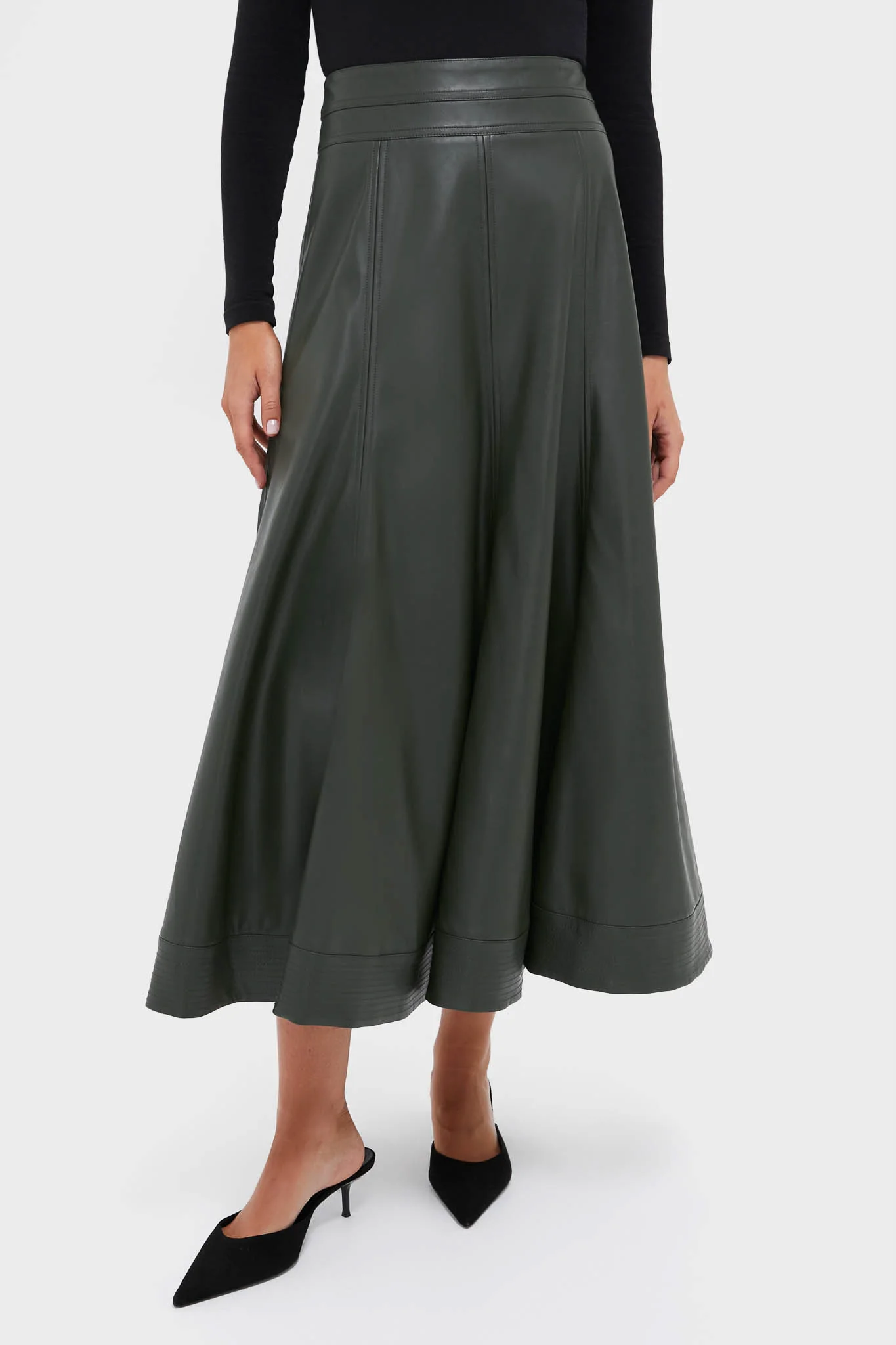 Dark Hunter Green Leather Brynn Skirt