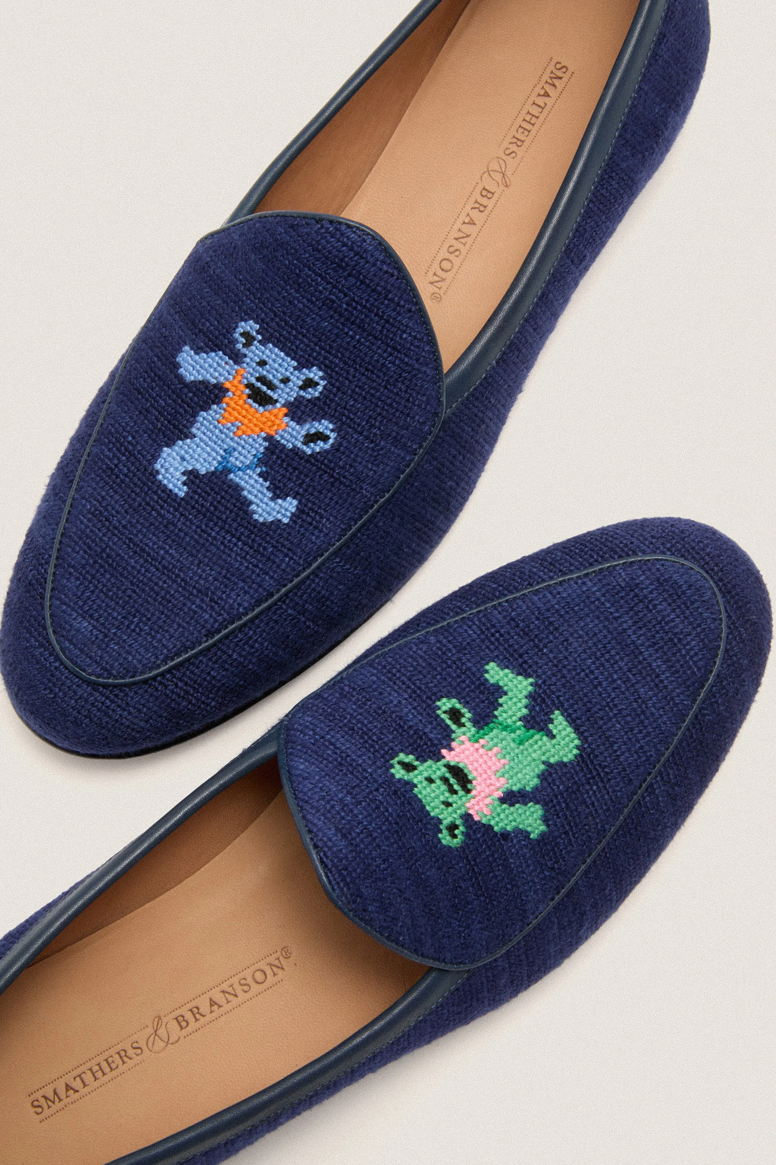 Dark Navy Dancing Bears Belgian Loafers - Image 5