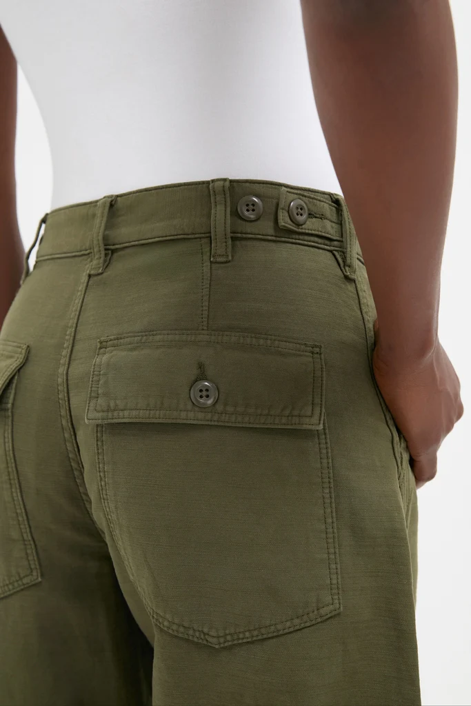 Dark Olive Reverse Sateen Woven Ankle Tapered Pants - Image 5
