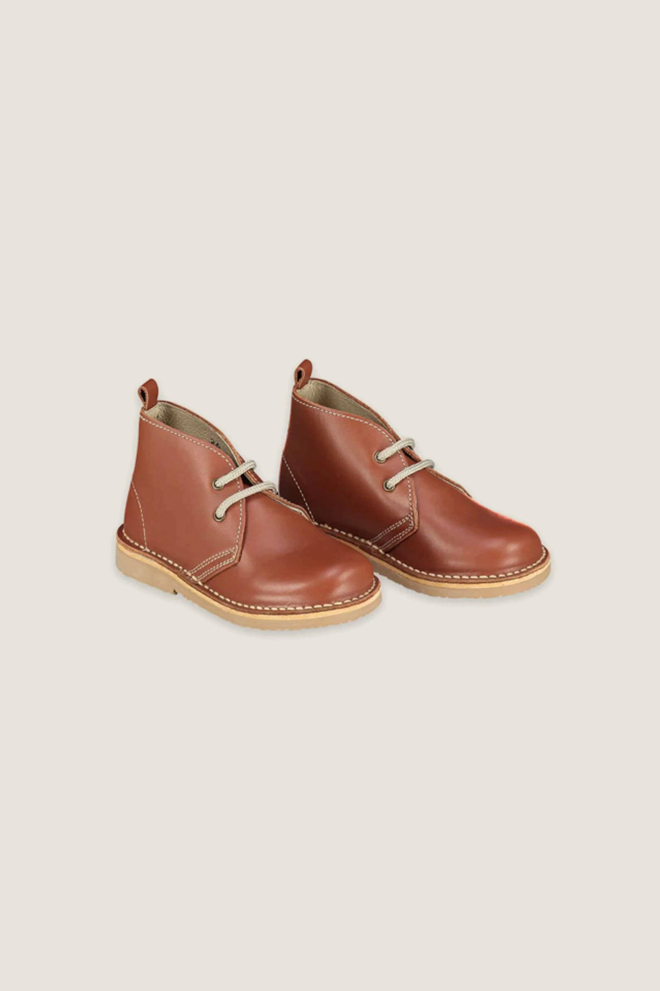 Dark Tan Leather Kids Desert Boots