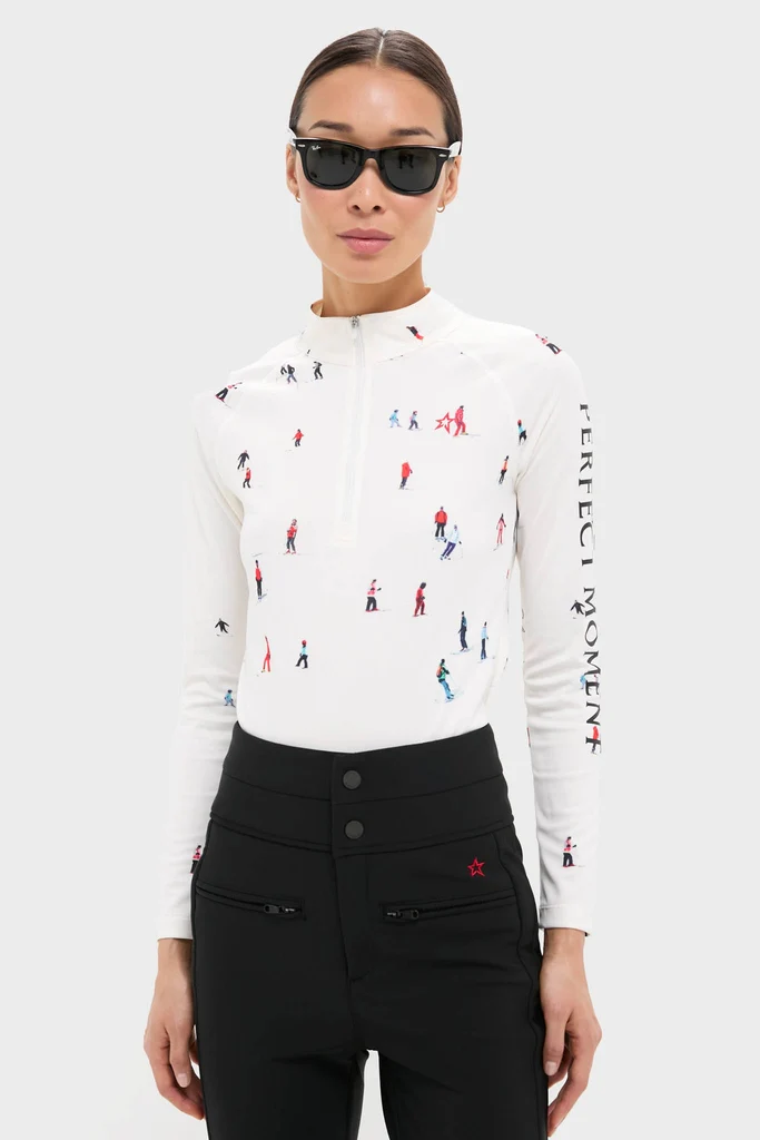 Dede Ski Print 1/4 Zip Base Layer Top