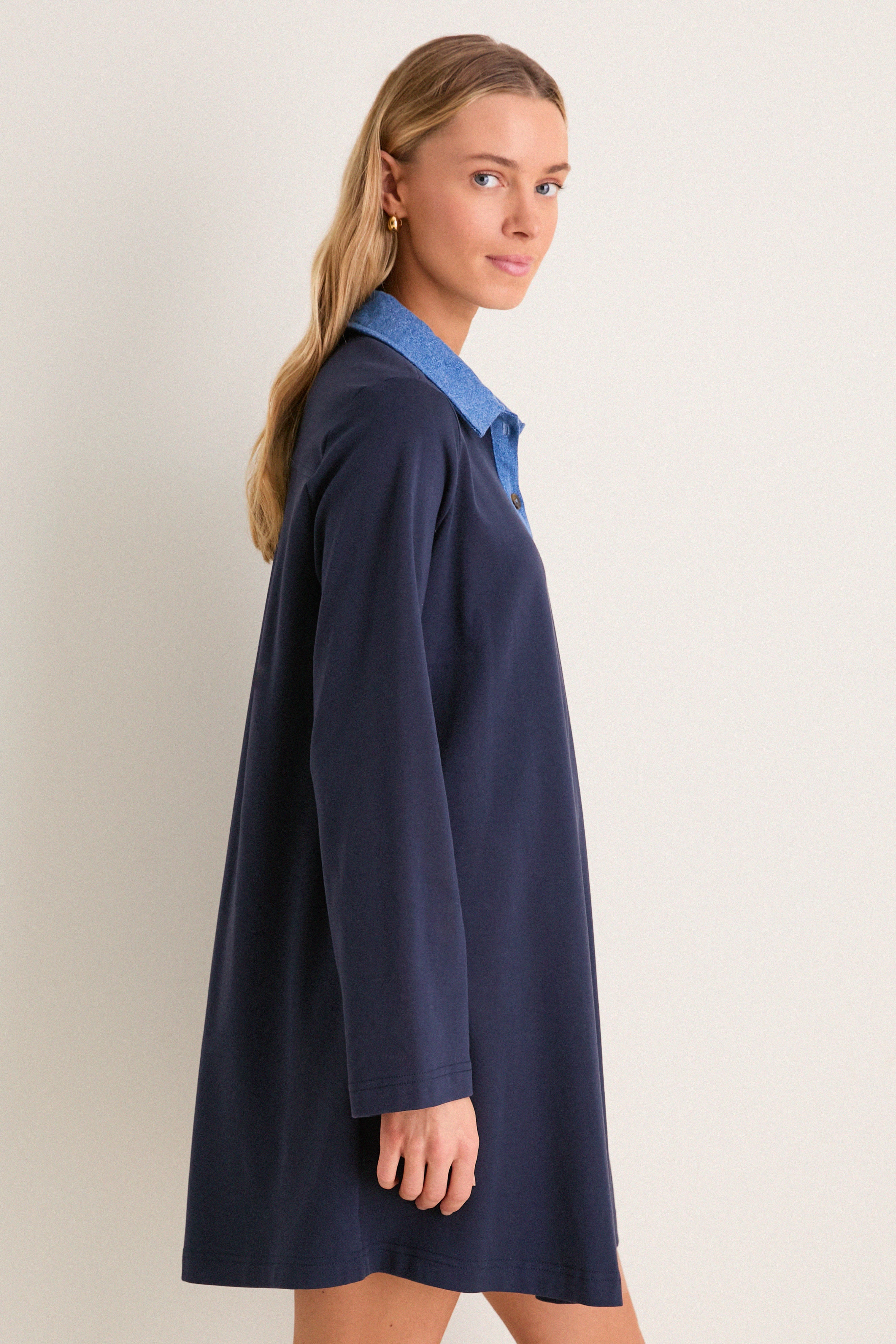 Denim Collar Lynn Swing Mini Dress - Image 3