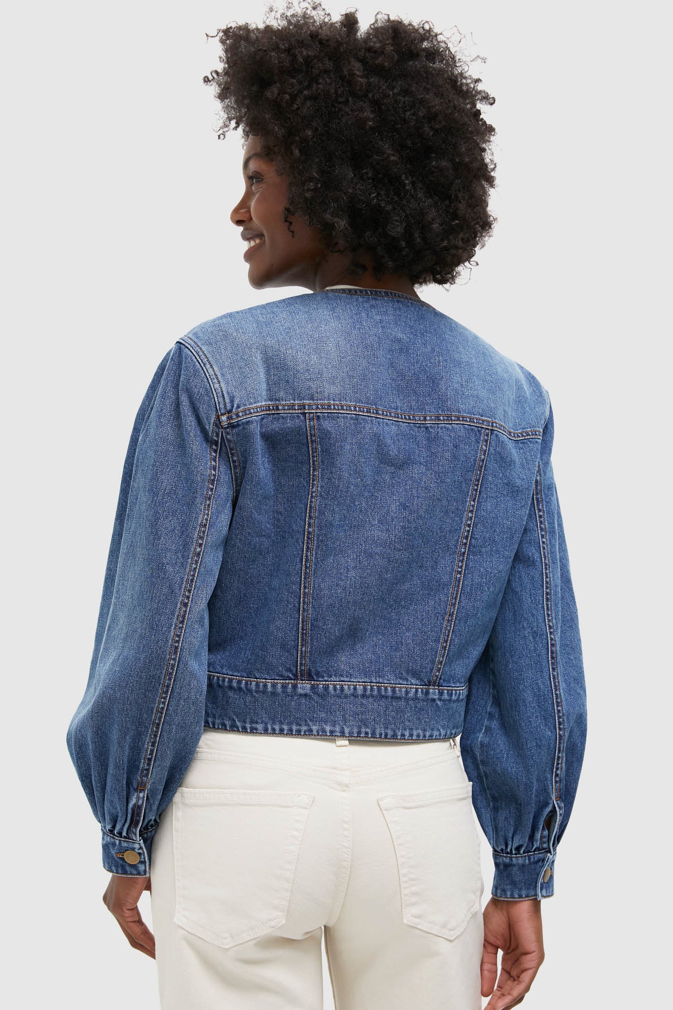 Denim Cropped Stella Jacket - Image 4