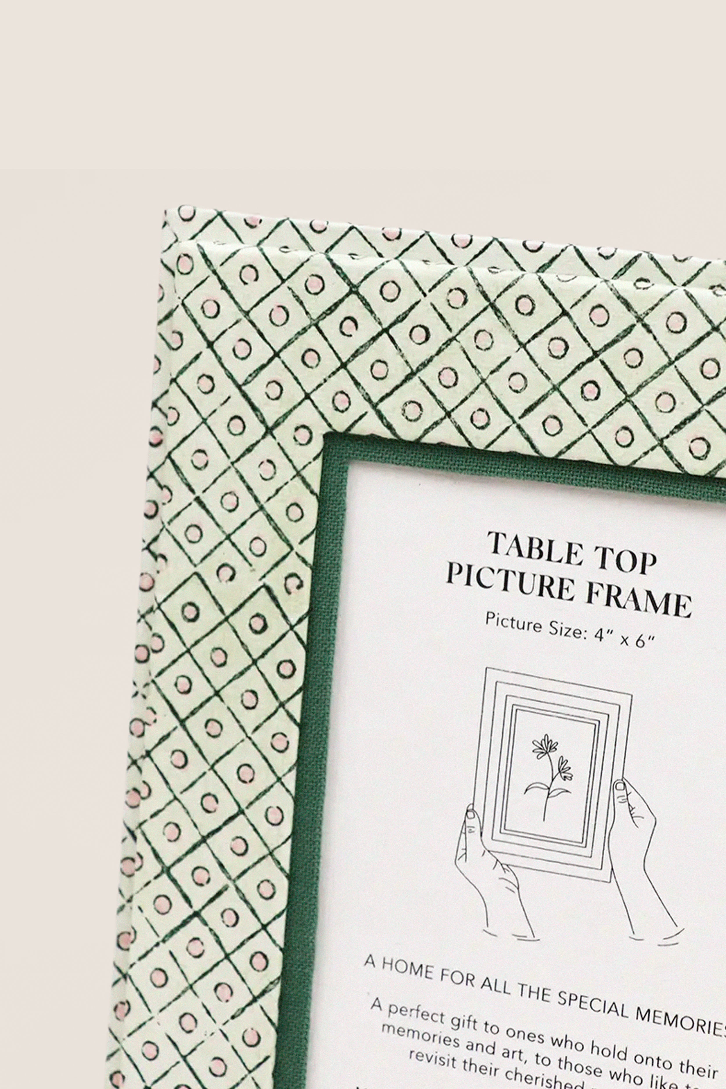 Dot and Grid Green Screen Printed Tabletop Picture Frame - Image 4