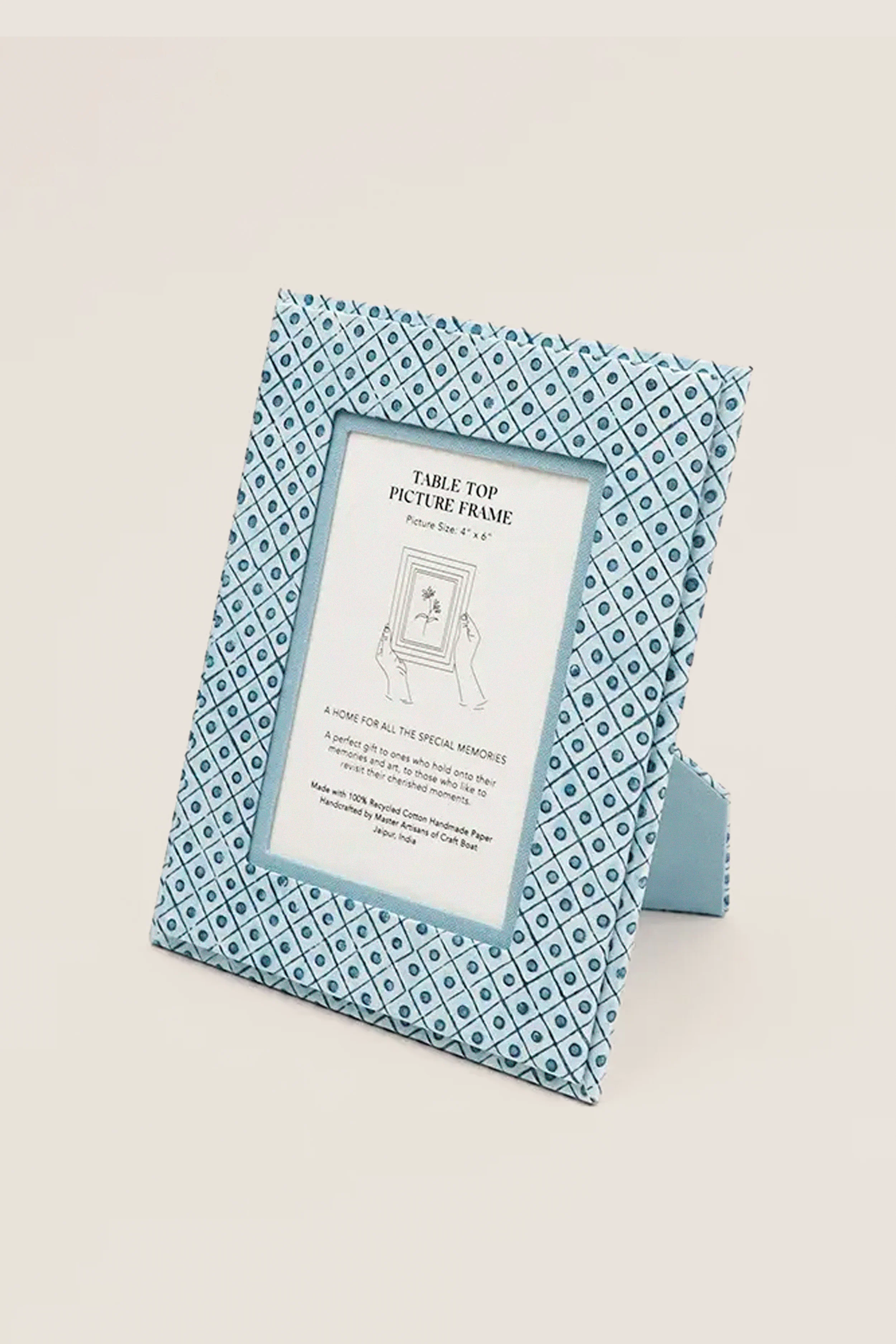 Dot and Grid Indigo Screen Printed Tabletop Picture Frame - Image 3