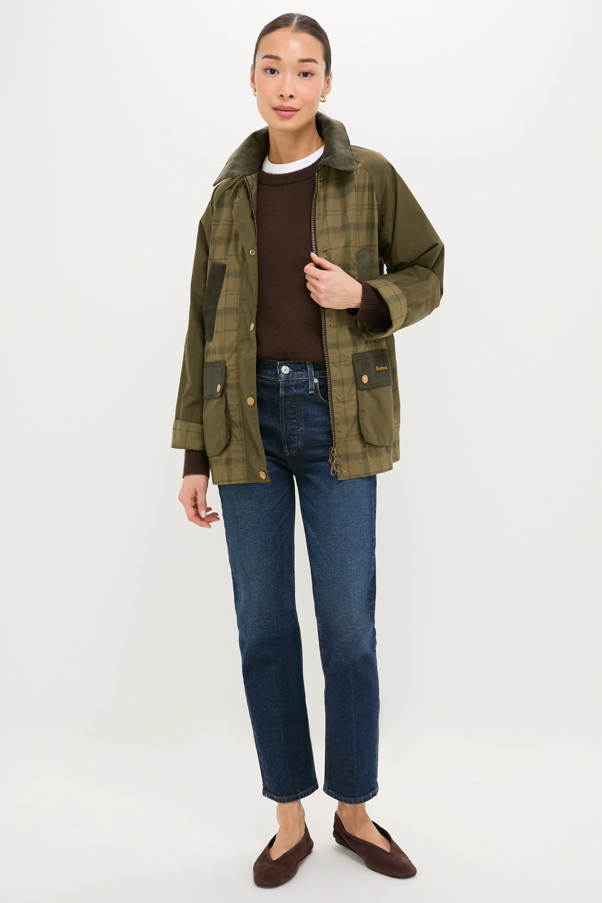 Dusky Green Modern Tartan Beadnell Casual Jacket - Image 6