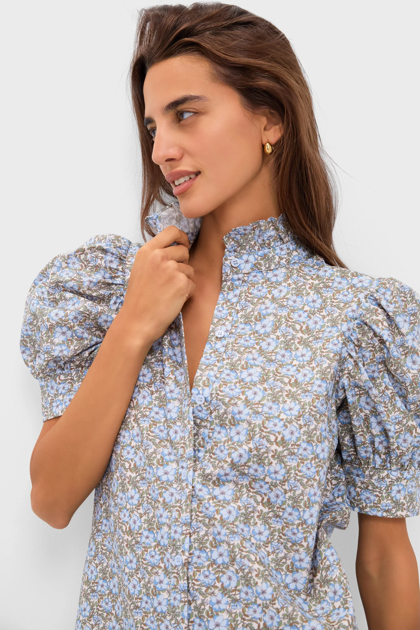 Dusty Blue & Brown Floral Louisa Maxi Dress - Image 2