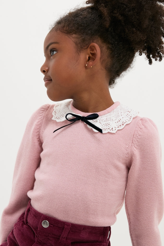 Dusty Pink Blanca Merino Wool Girl Jumper