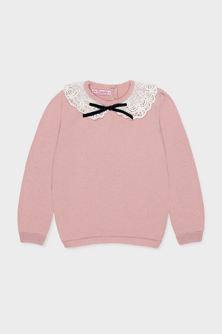 Dusty Pink Blanca Merino Wool Girl Jumper - Image 5