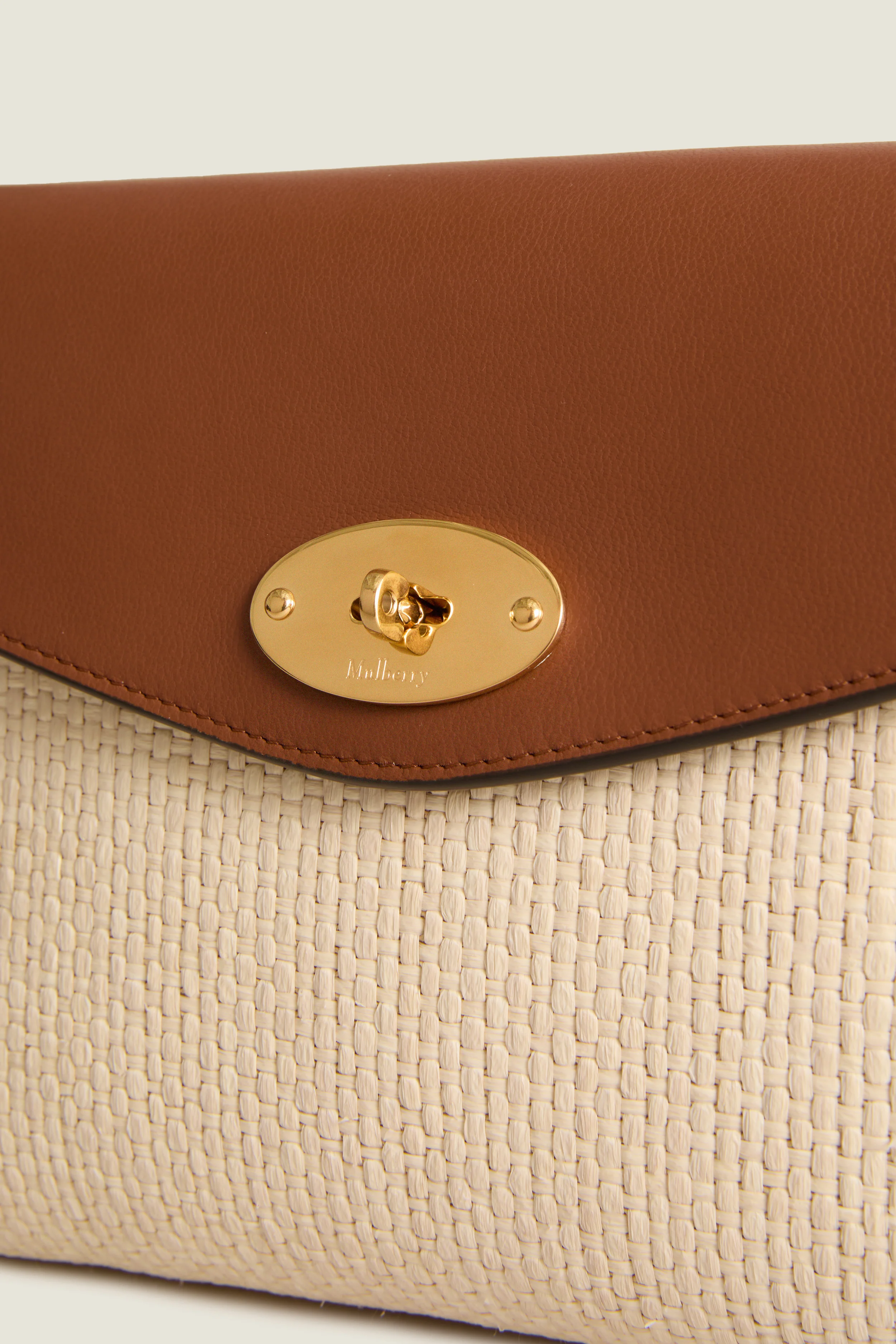 Ecru and Bright Oak Raffia Large Darley Pouch - Image 5