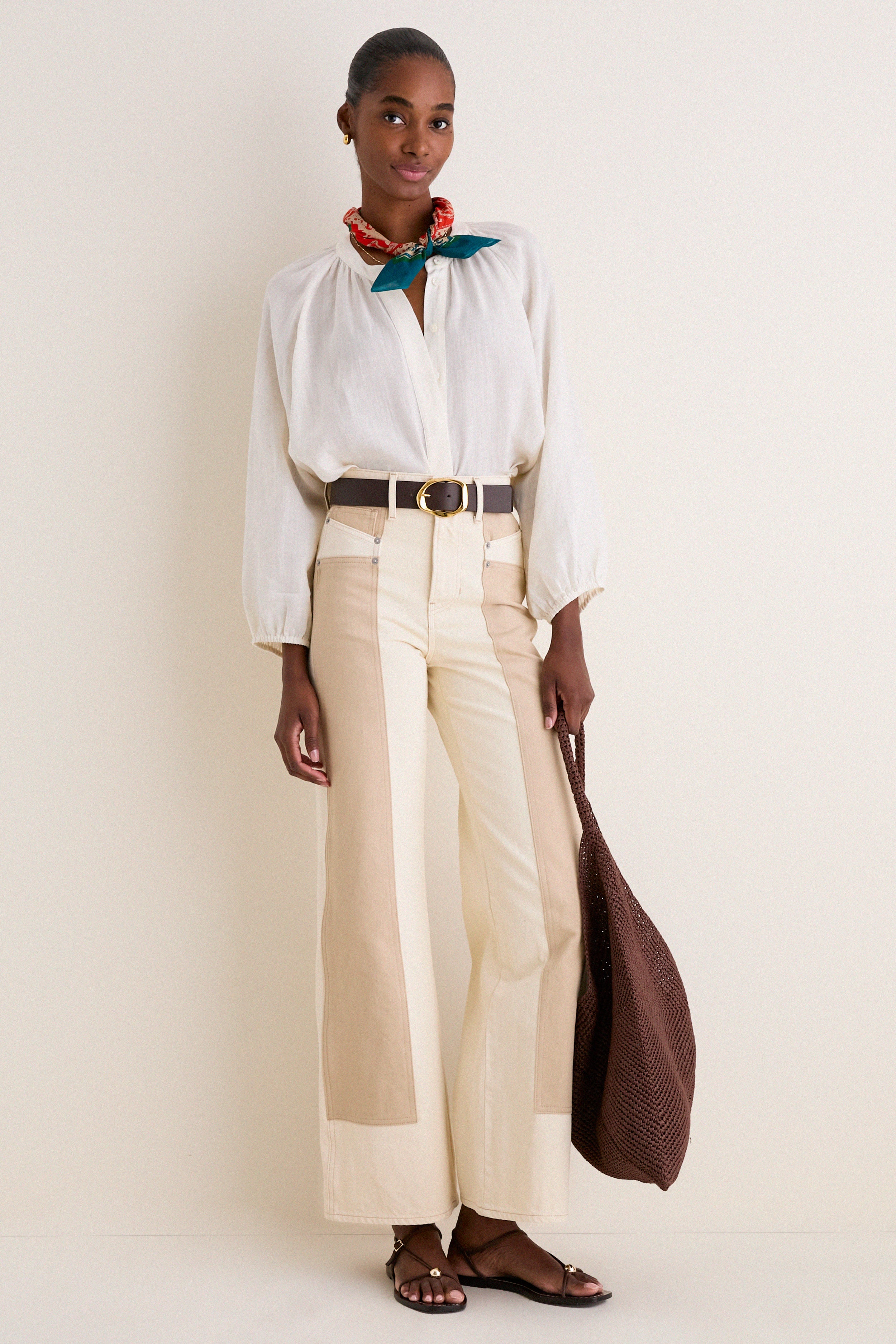 Ecru and Stone Khaki Taylor High Rise Wide Leg - Image 2