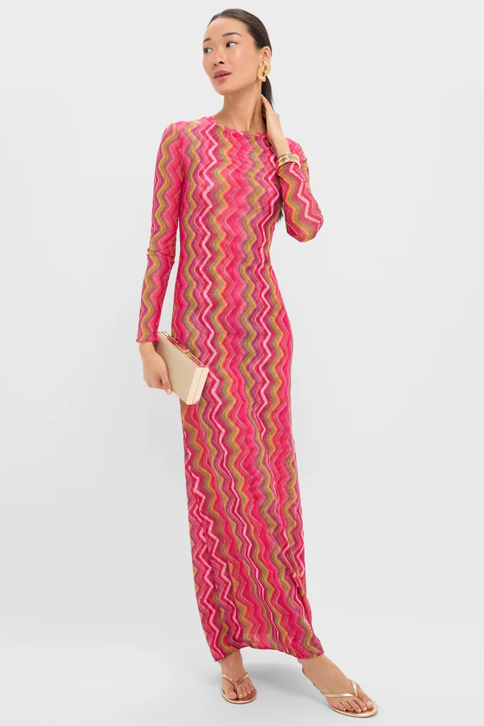 Electric Wave Pink Scarlet Maxi Dress - Image 2