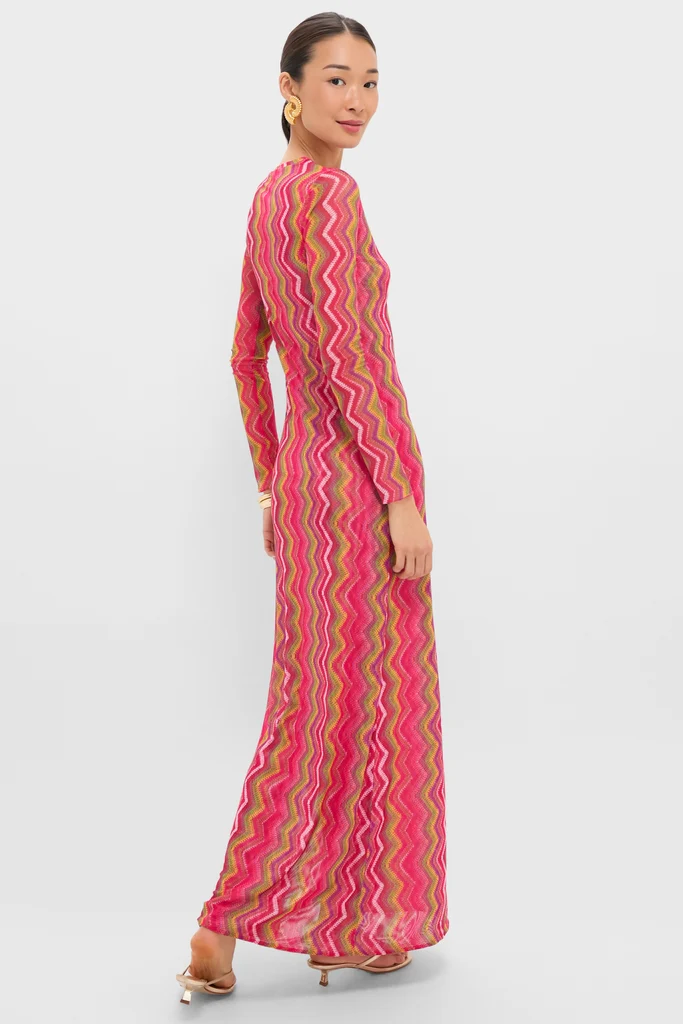 Electric Wave Pink Scarlet Maxi Dress - Image 4