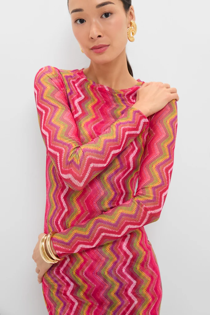 Electric Wave Pink Scarlet Maxi Dress - Image 6