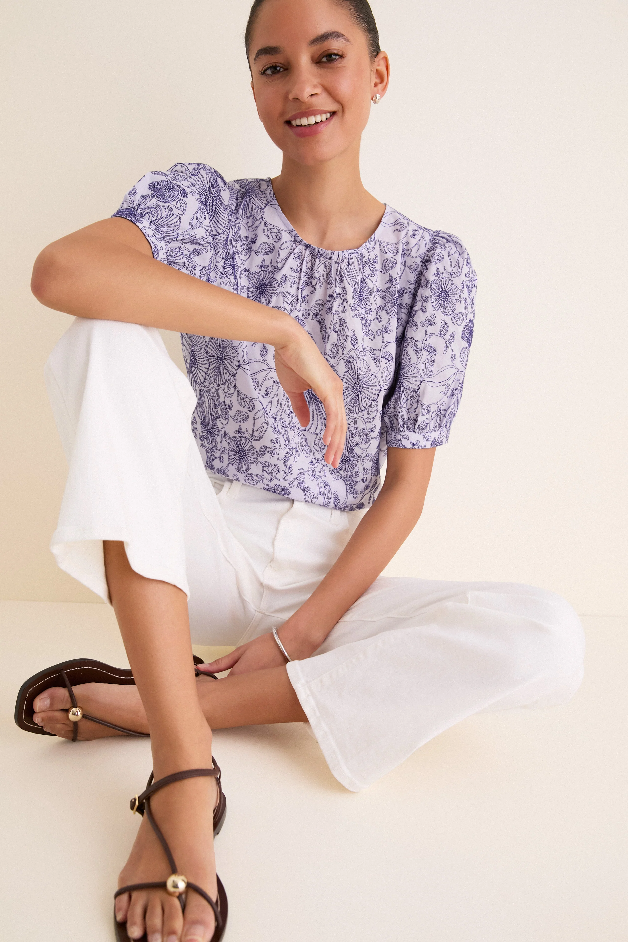 Embroidered Periwinkle Benson Blouse - Image 7