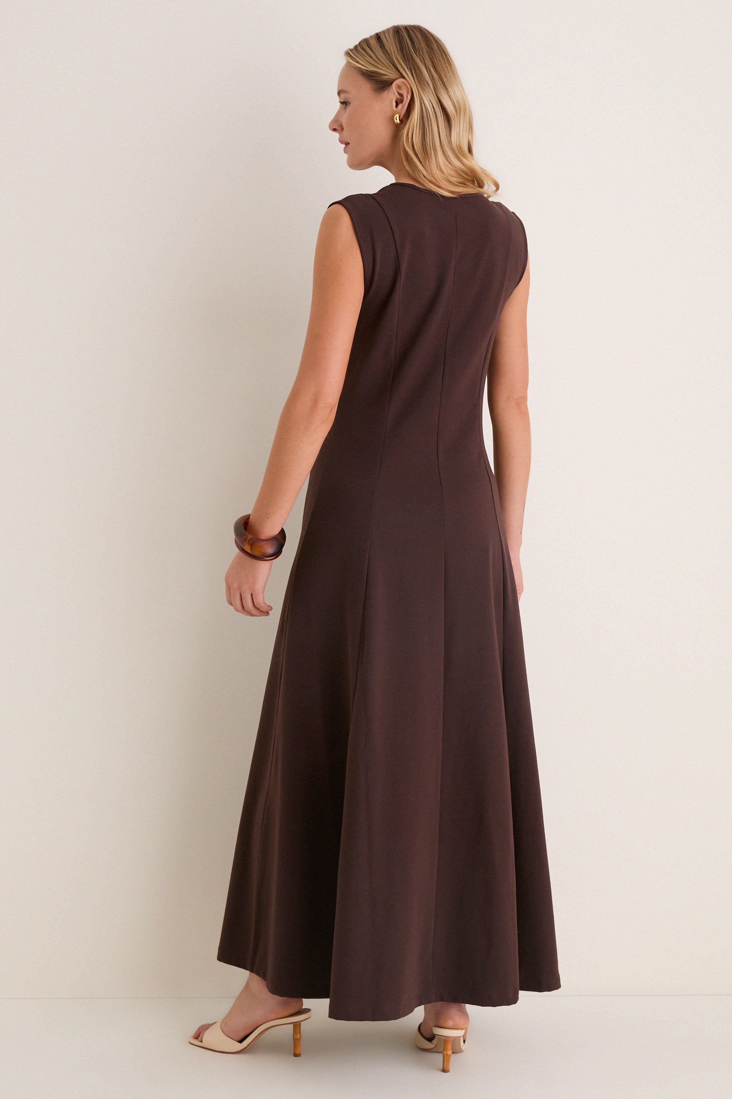 Espresso Cotton Jersey Agnes V-neck Dress - Image 4