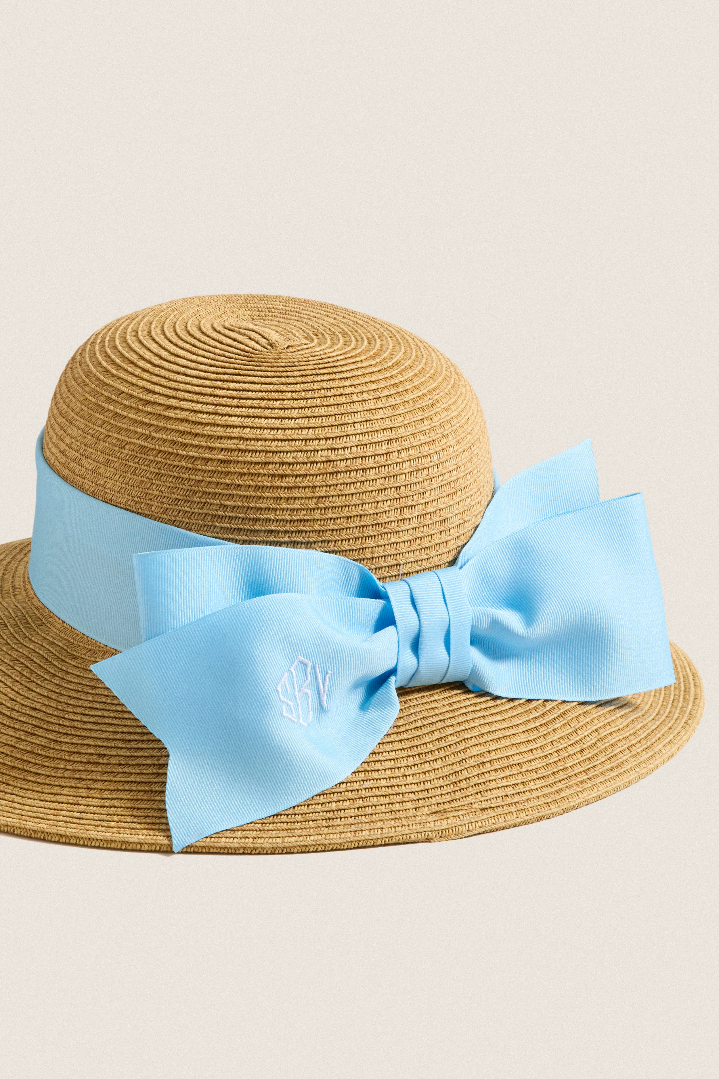Exclusive Blue Packable Wide Bow Sunhat - Image 4