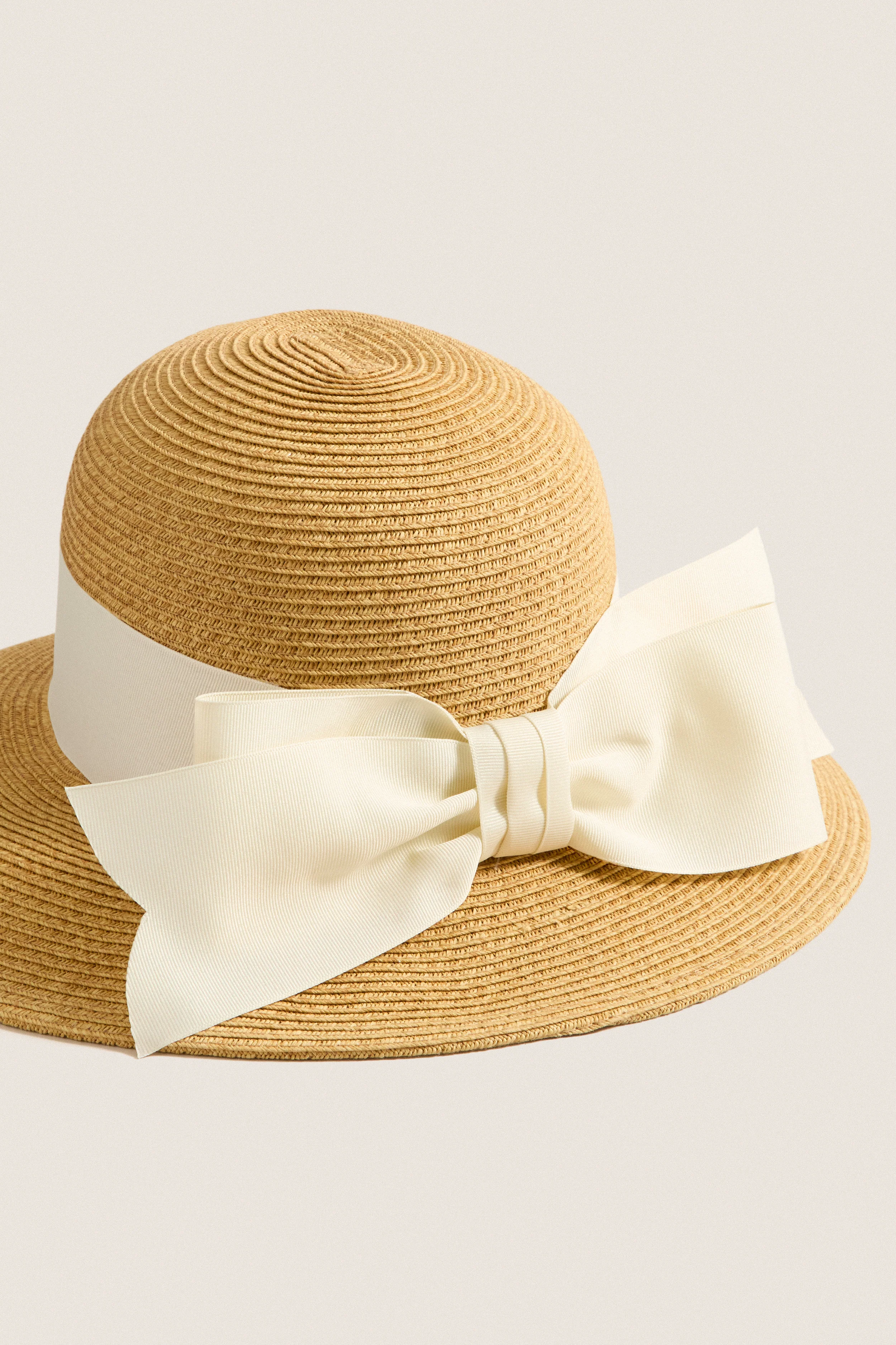 Exclusive Cream Packable Wide Bow Sunhat - Image 4