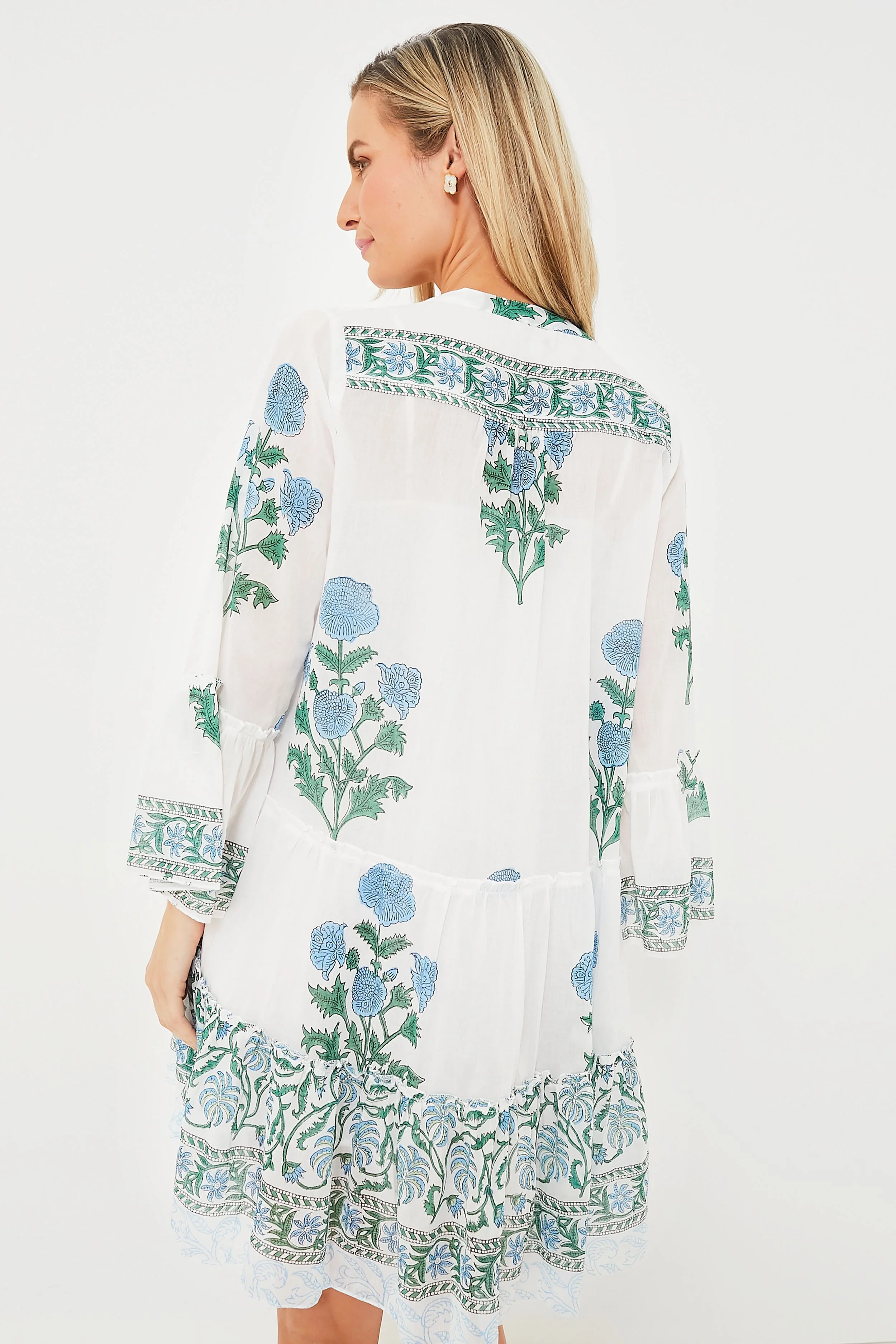 Exclusive White Poppy Flared Sleeve Dress - Image 4