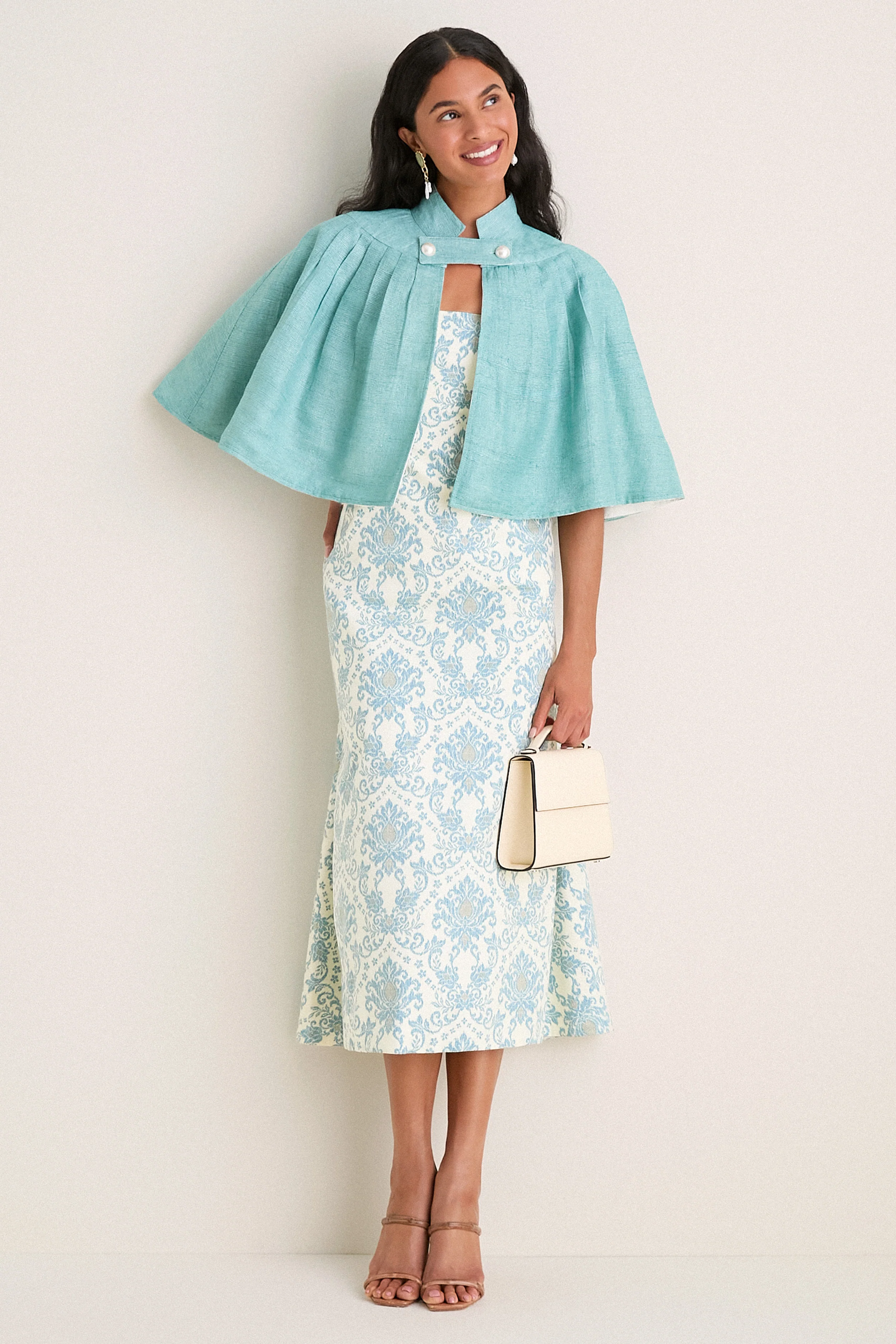 Exclusive Blue Damask Ashbourne Midi Dress - Image 2