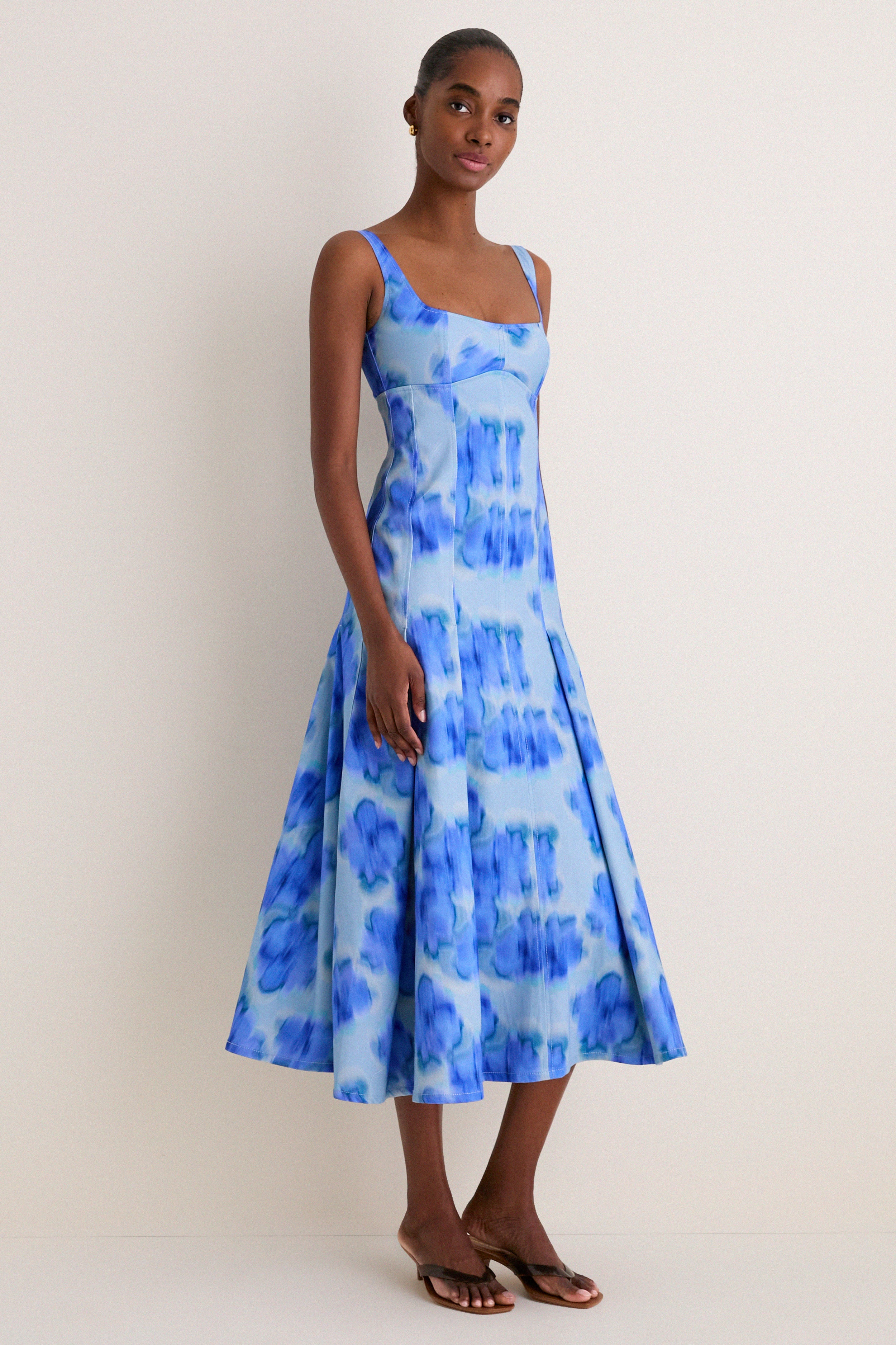 Floralis Blue Charlie Pleat Midi Dress - Image 2