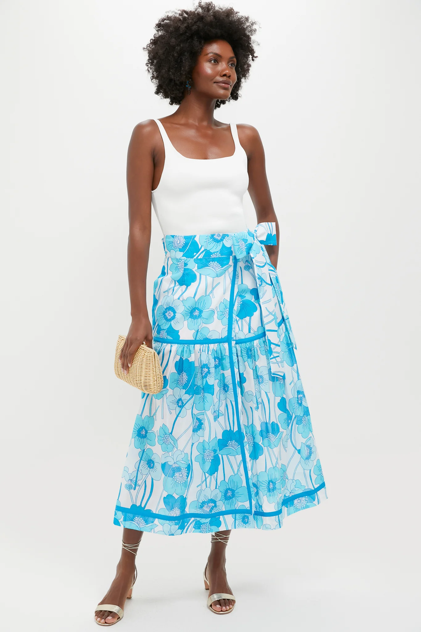 Flowers Waves Veradero Wrap Midi Skirt - Image 2