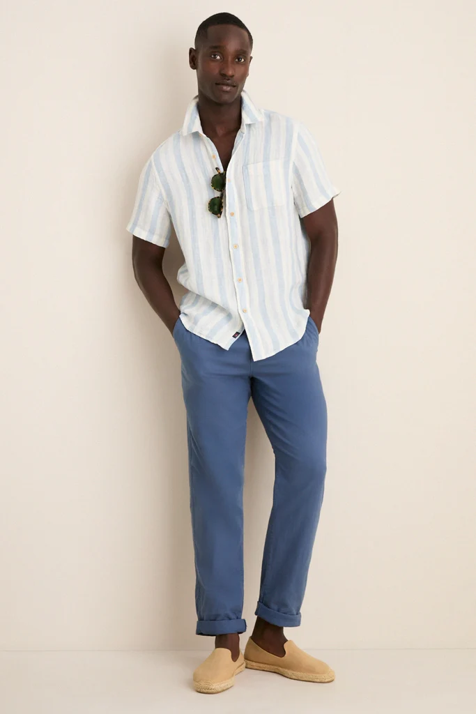 French Blue Slim Straight Fit Saturday Beach Pant - Image 2