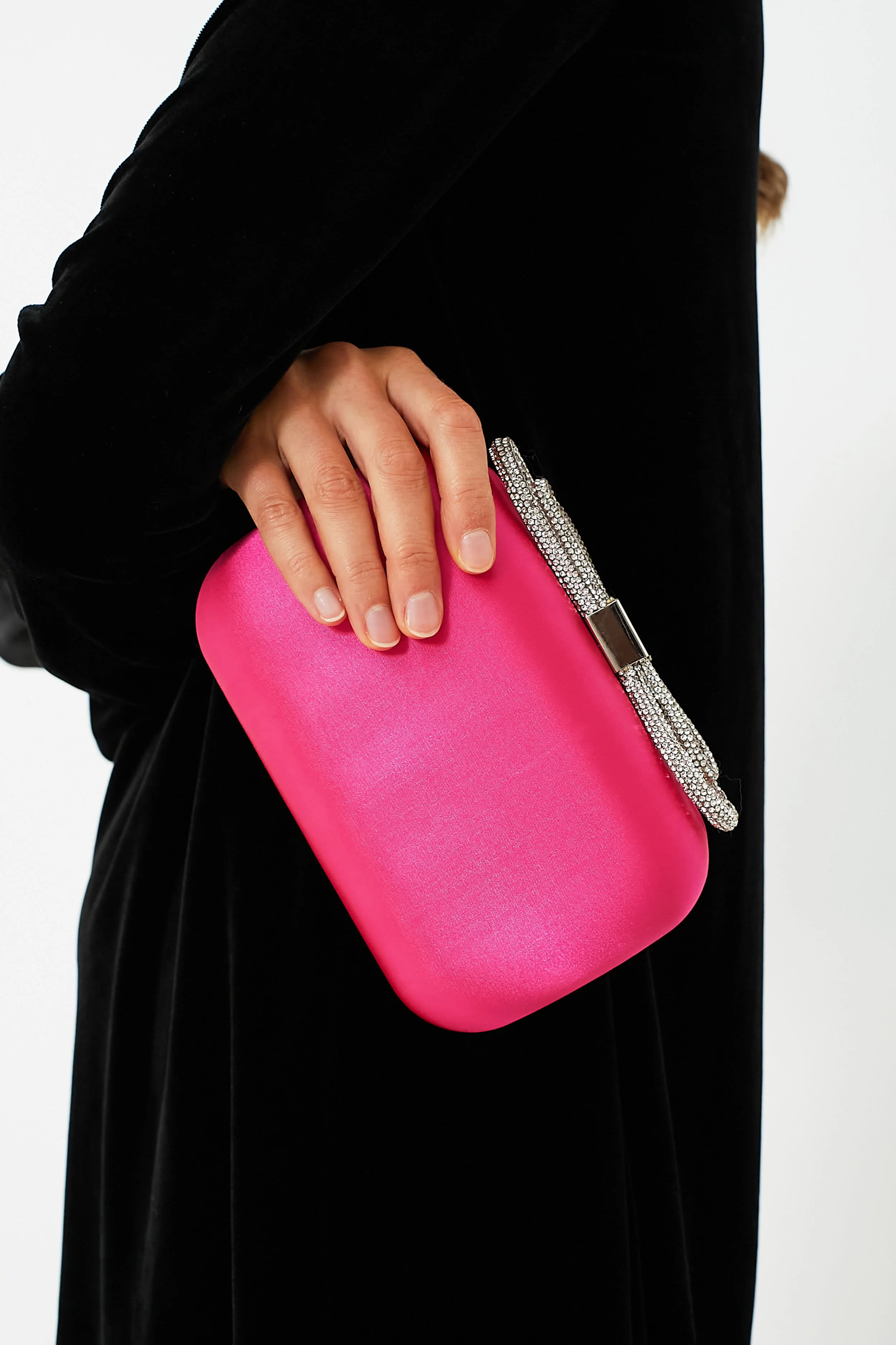 Fuchsia Ada Crystal Bow Clutch - Image 4