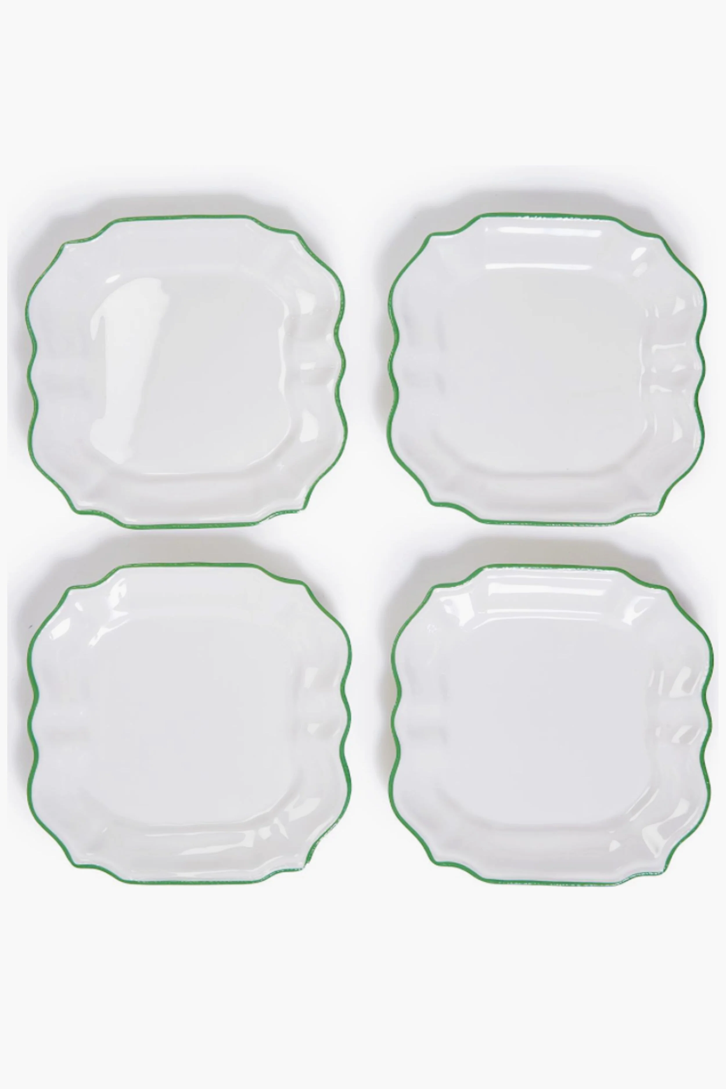 Garden Soiree Set of 4 Dinner Plates with Green Border - Image 2