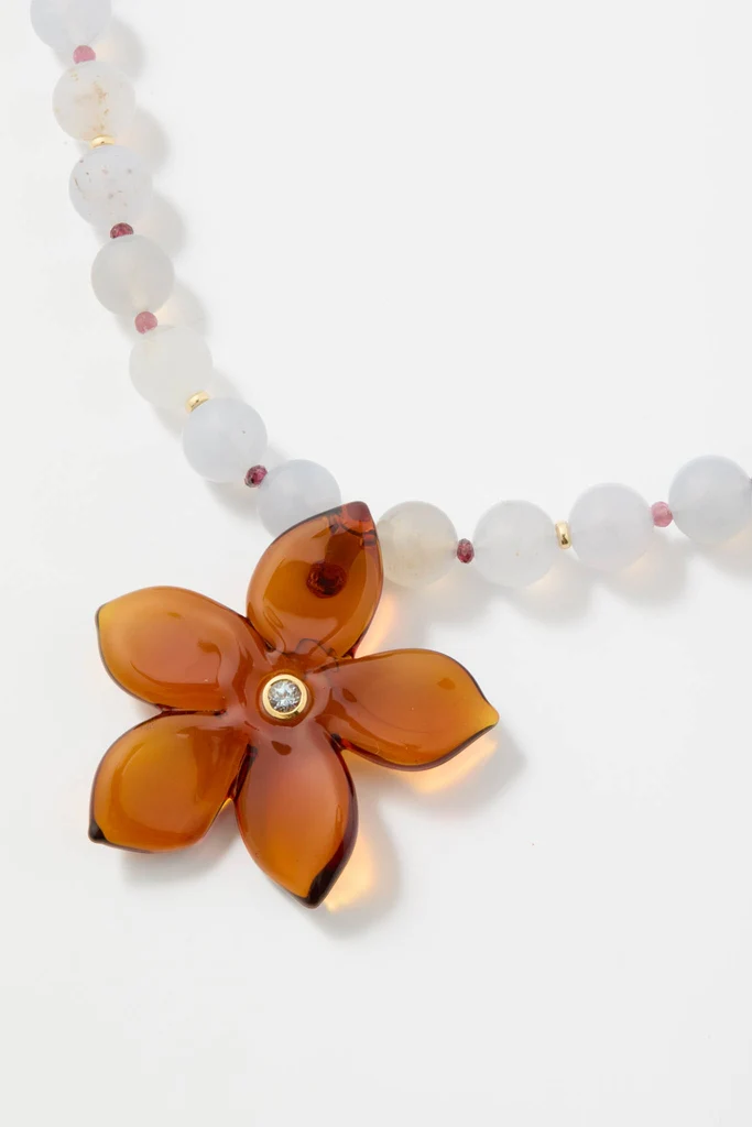 Ginger Vinca Flower Necklace - Image 4