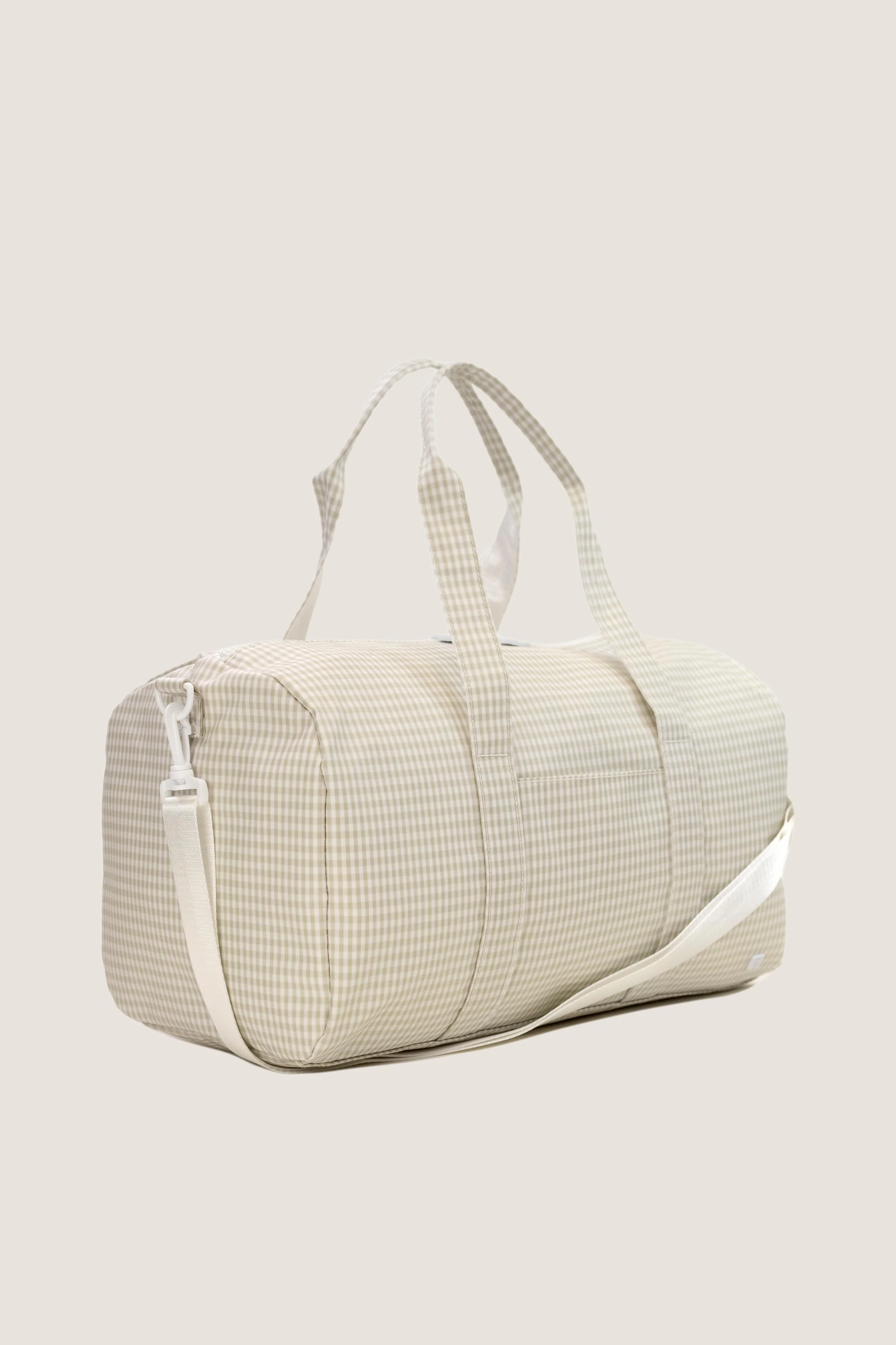 Gingham Pearl Grey Weekender Duffel Bag - Image 2