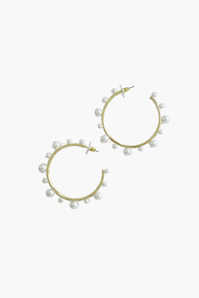 Gold And Pearl Hoop Earrings
