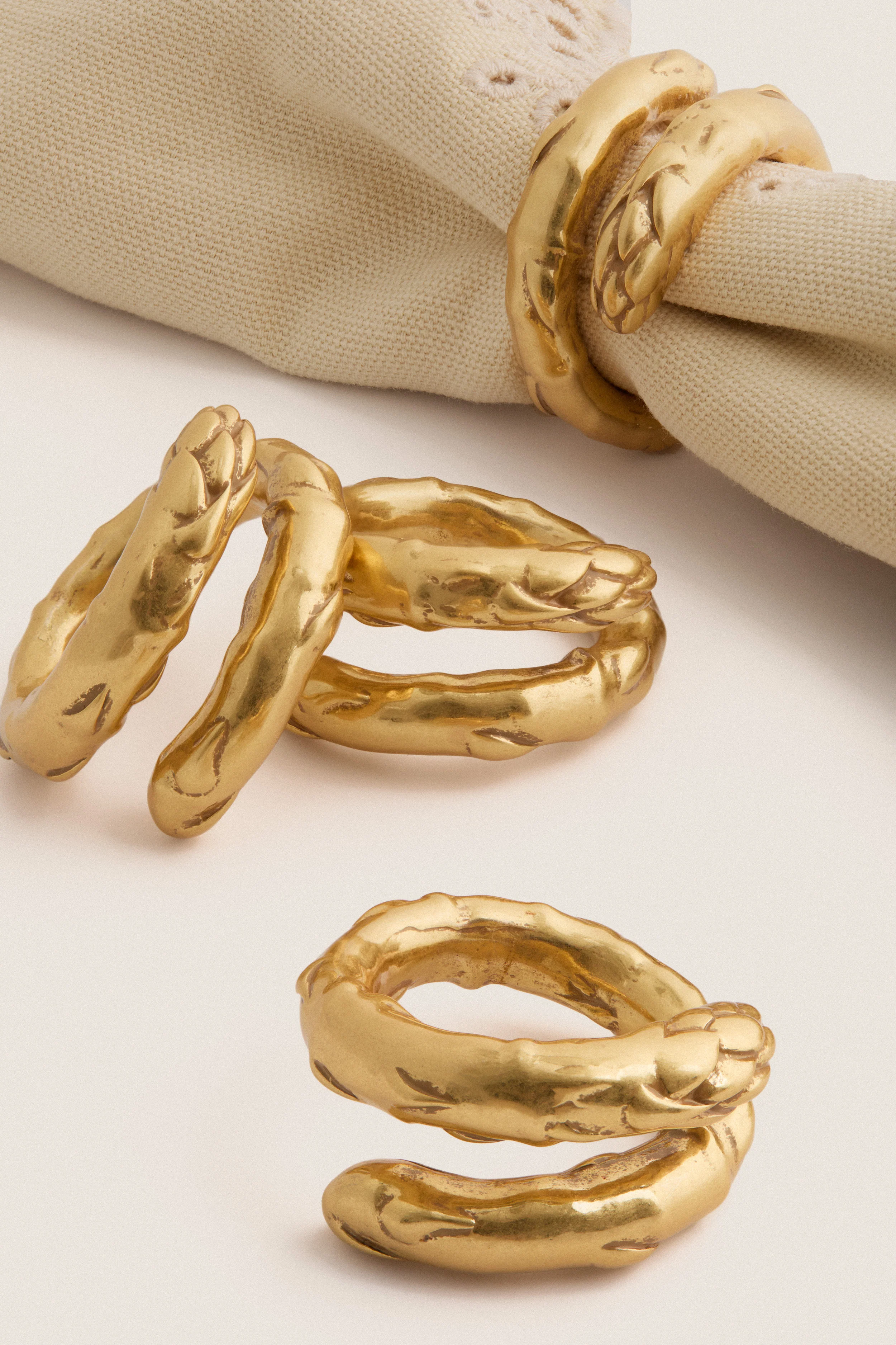 Gold Asparagus Napkin Rings Set of 4 - Image 4