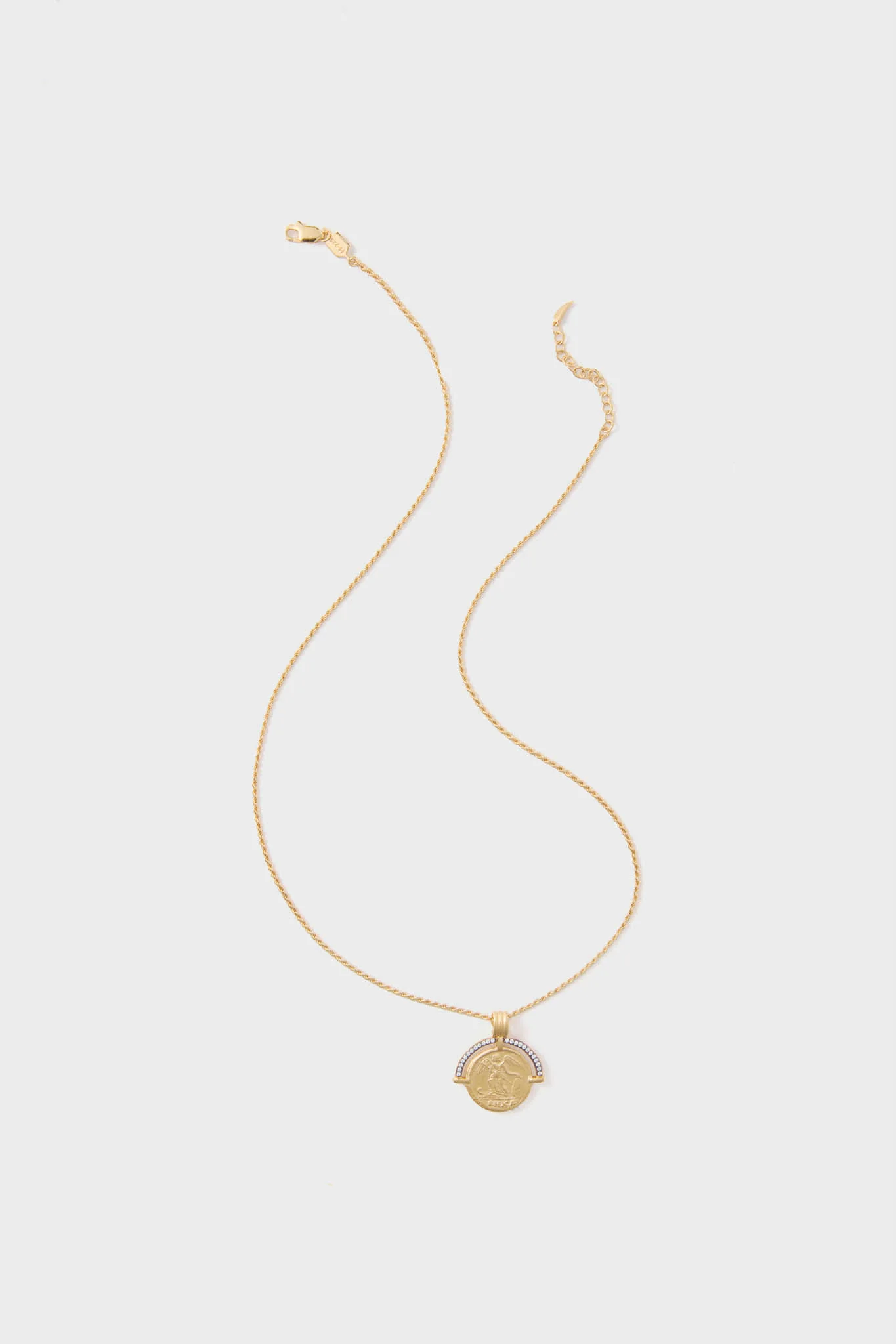 Gold Lucy Williams Engravable Fortuna Arc Coin Pendant Necklace