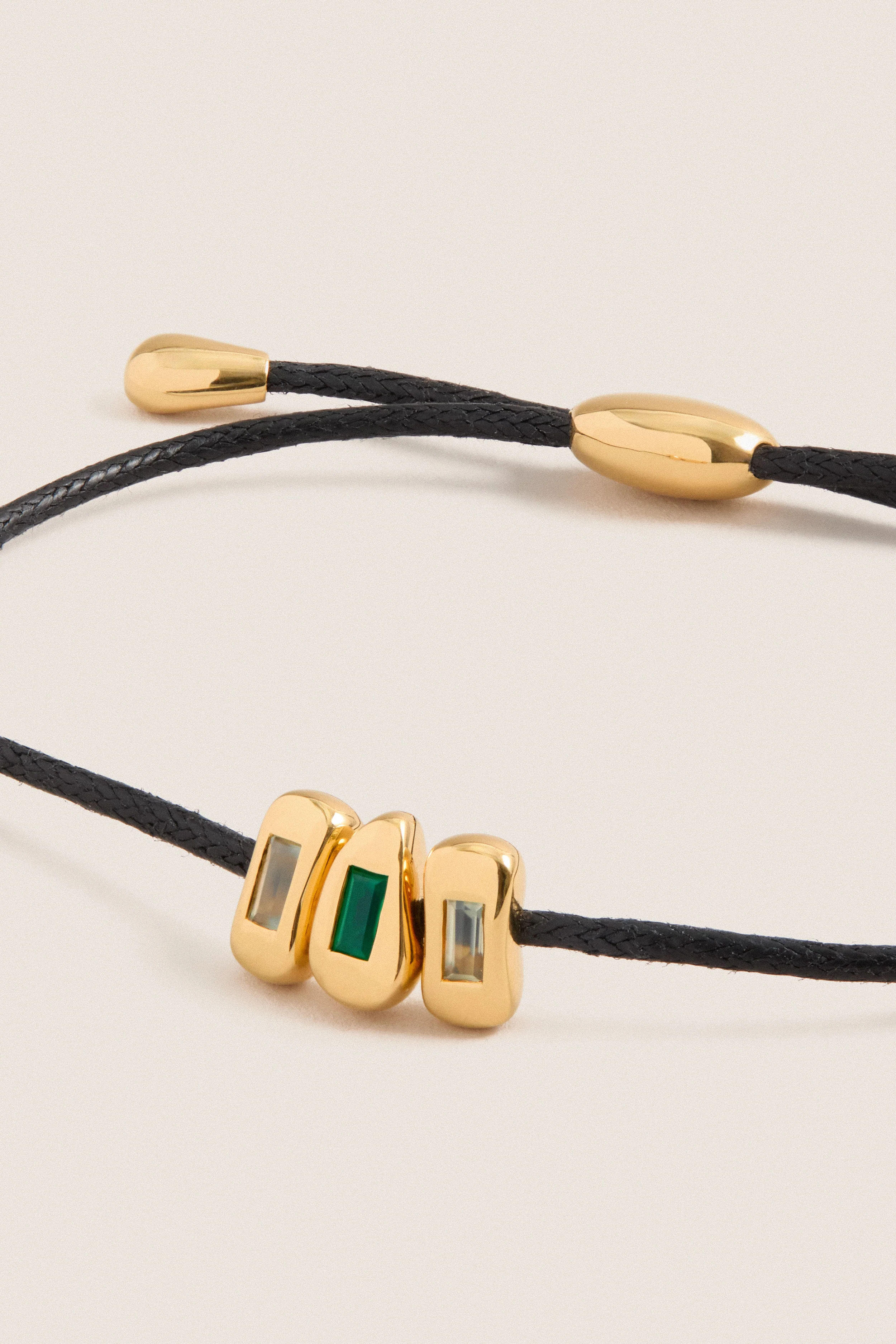 Gold Molten Gemstone Baguette Cord Bracelet - Image 4