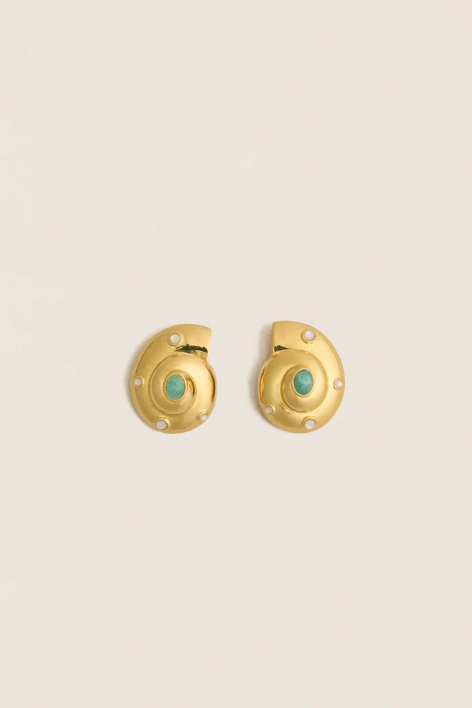 Gold Nautilus Stud Earrings