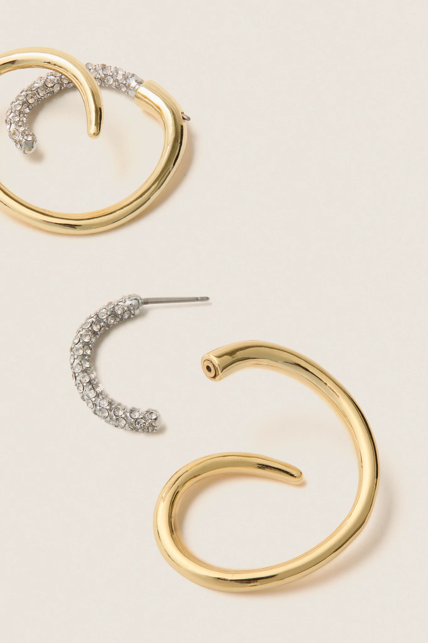 Gold, Silver and Crystal Bowery Earrings - Image 3
