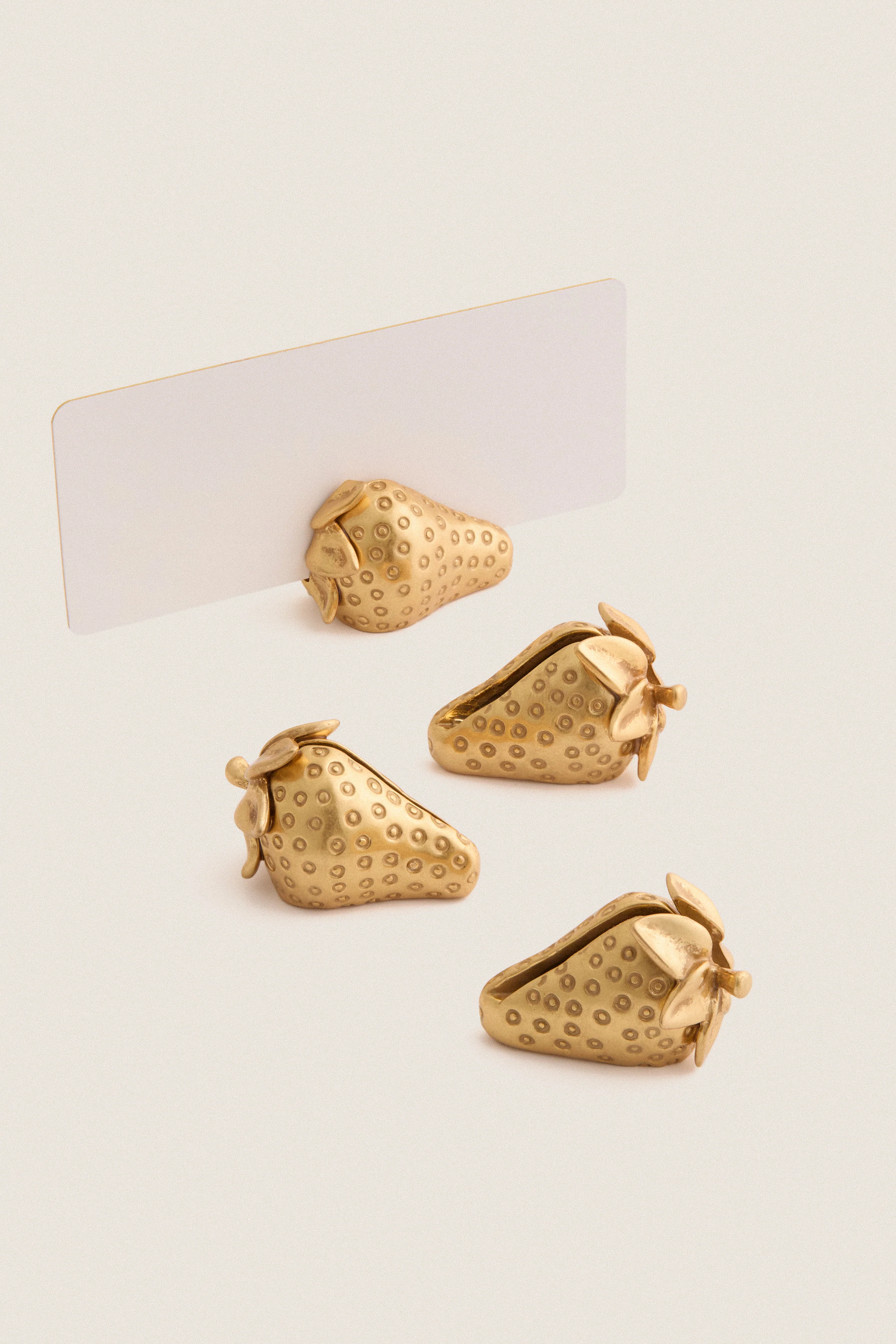 Gold Strawberry Place Card Holders Set of 4 - Image 3