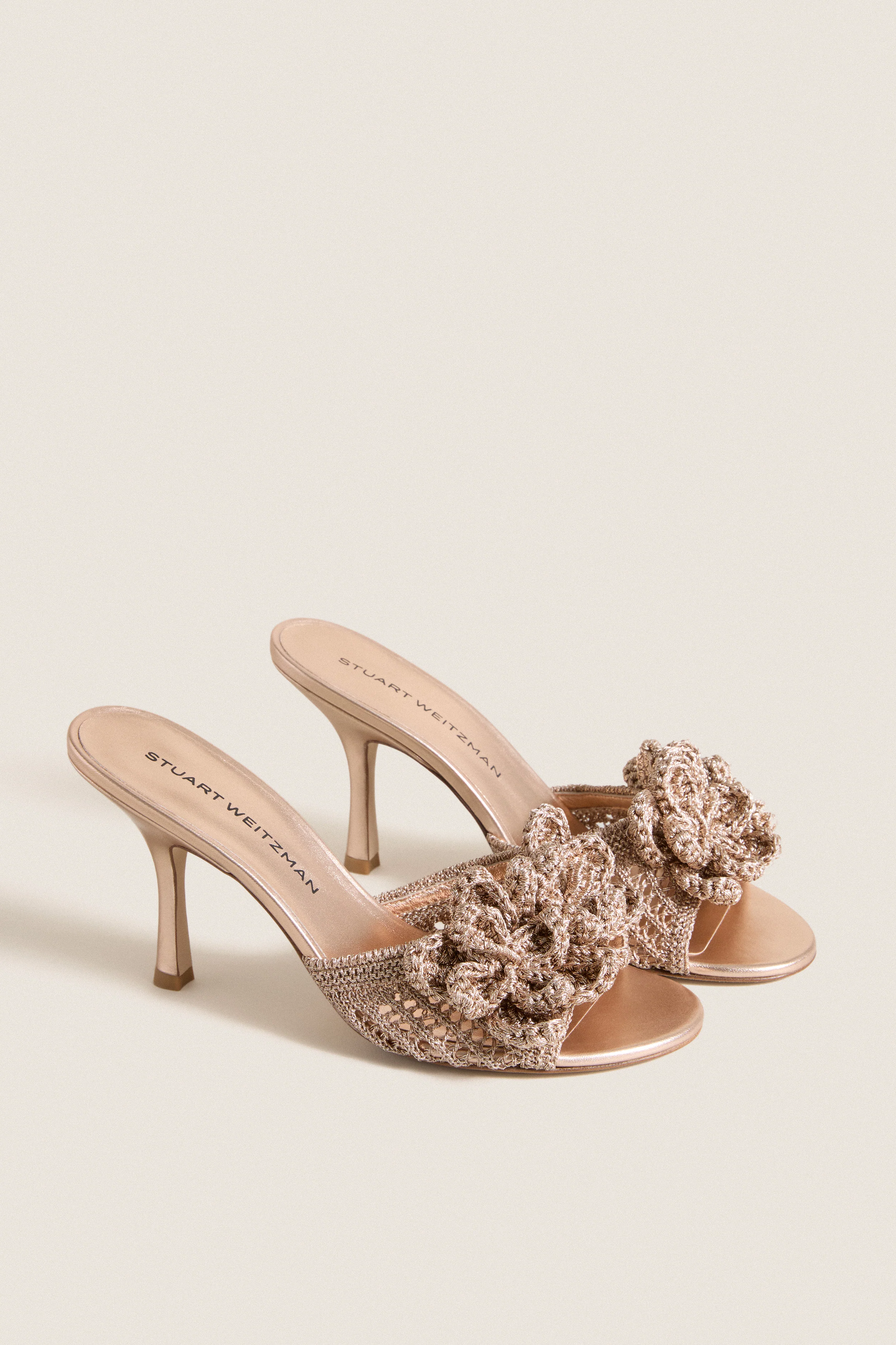 Golden Crochet Lotus Slide 85 Heels - Image 4