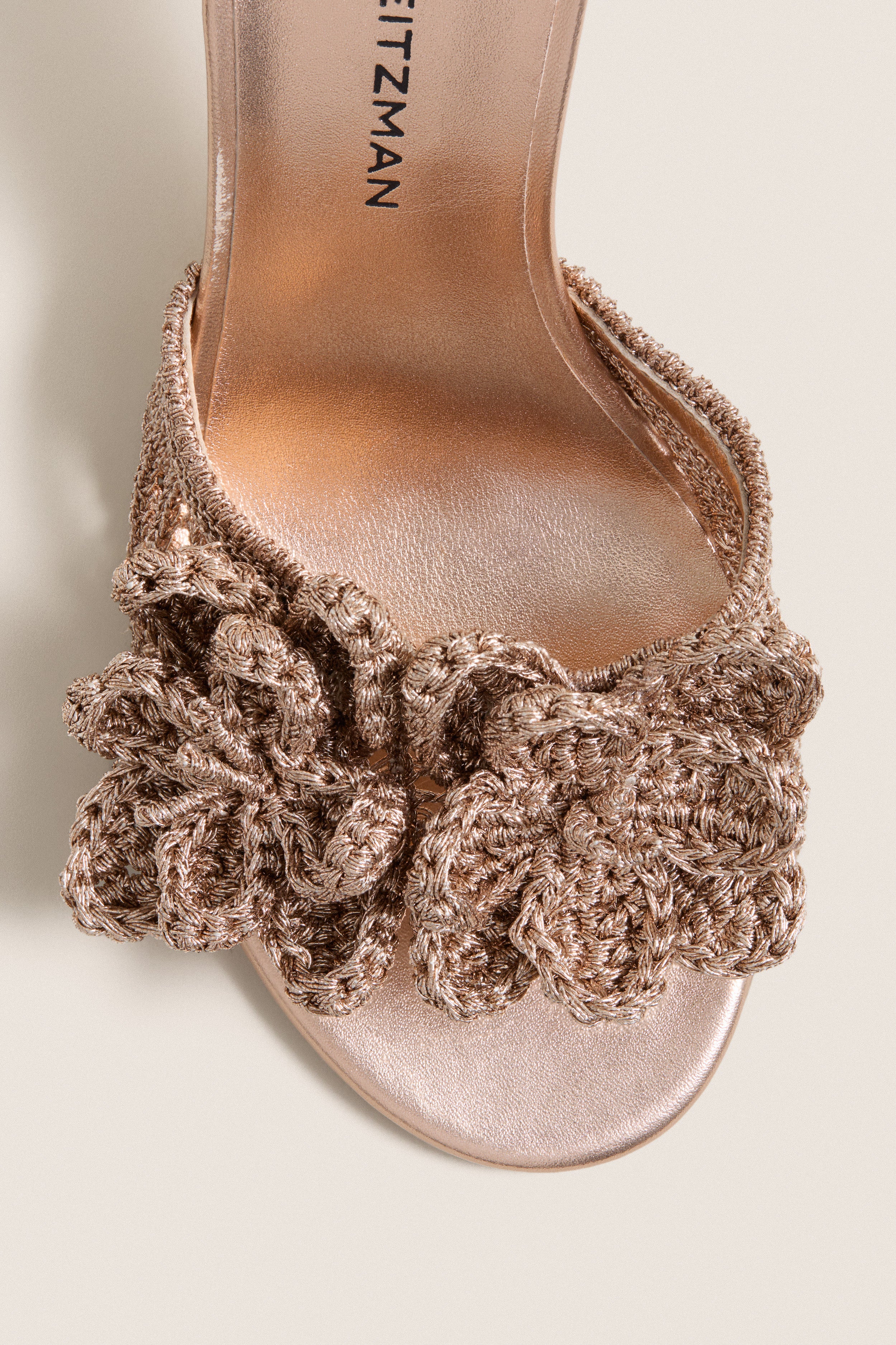 Golden Crochet Lotus Slide 85 Heels - Image 5