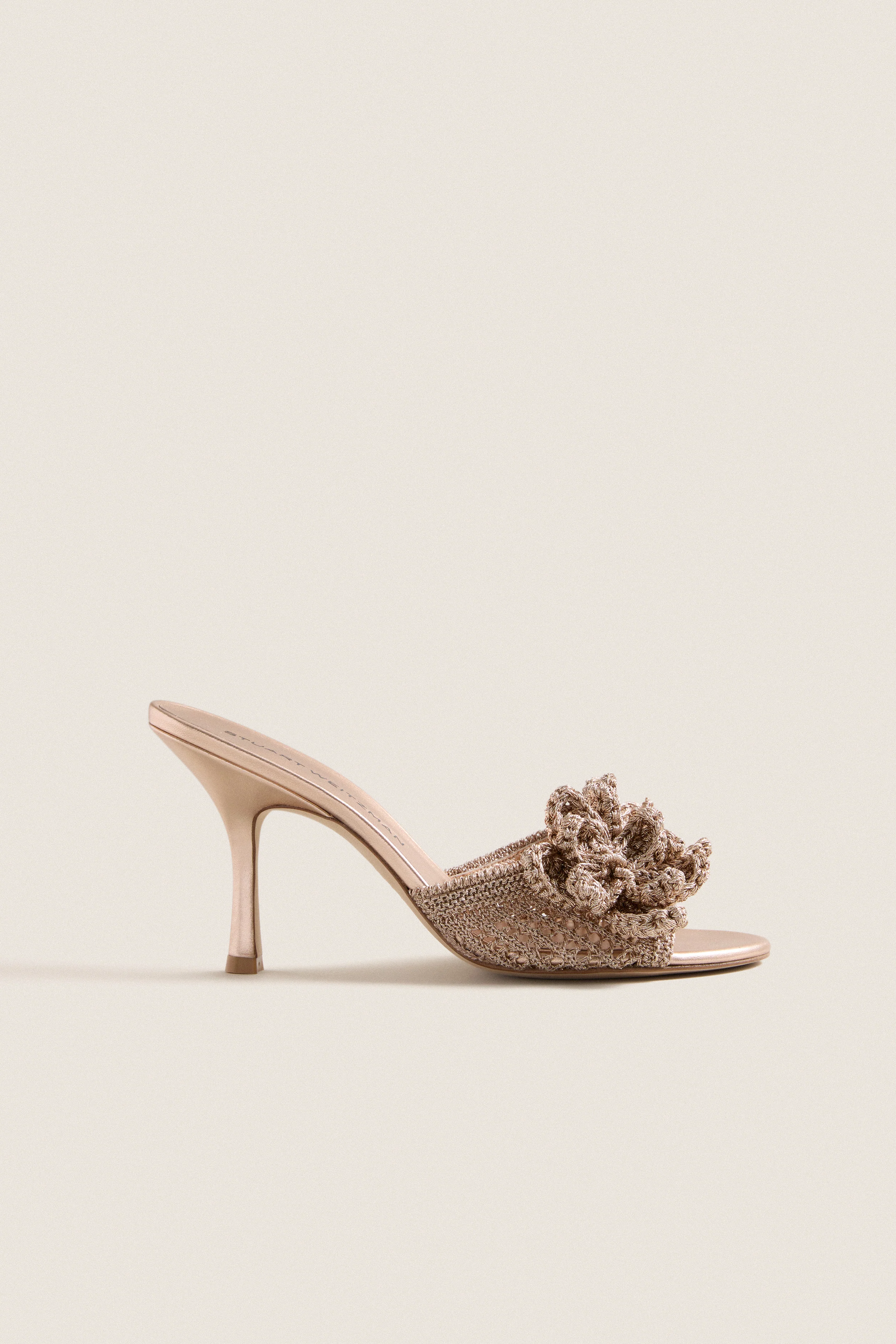 Golden Crochet Lotus Slide 85 Heels - Image 6