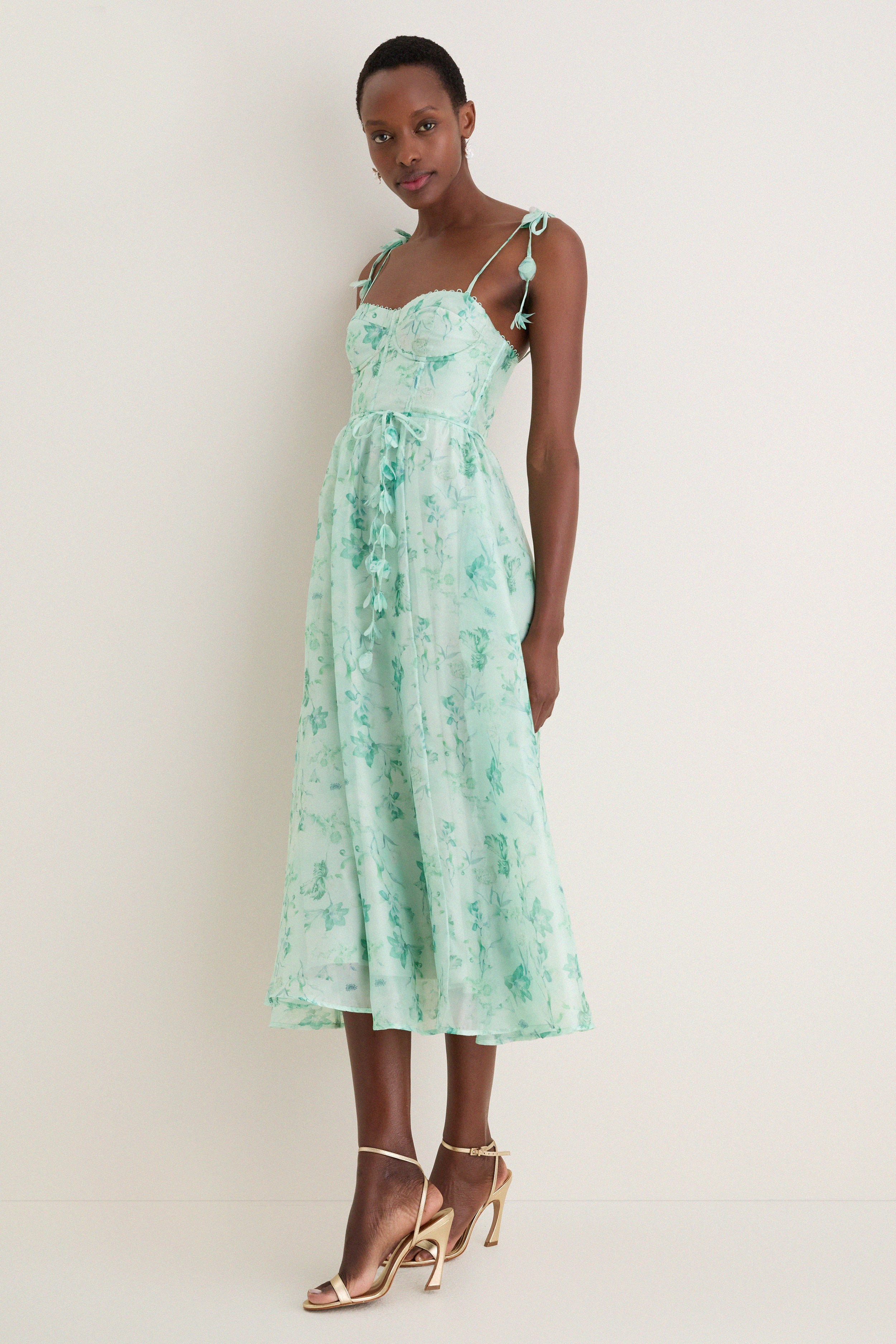 Green Floral Halcyon Midi Dress - Image 3