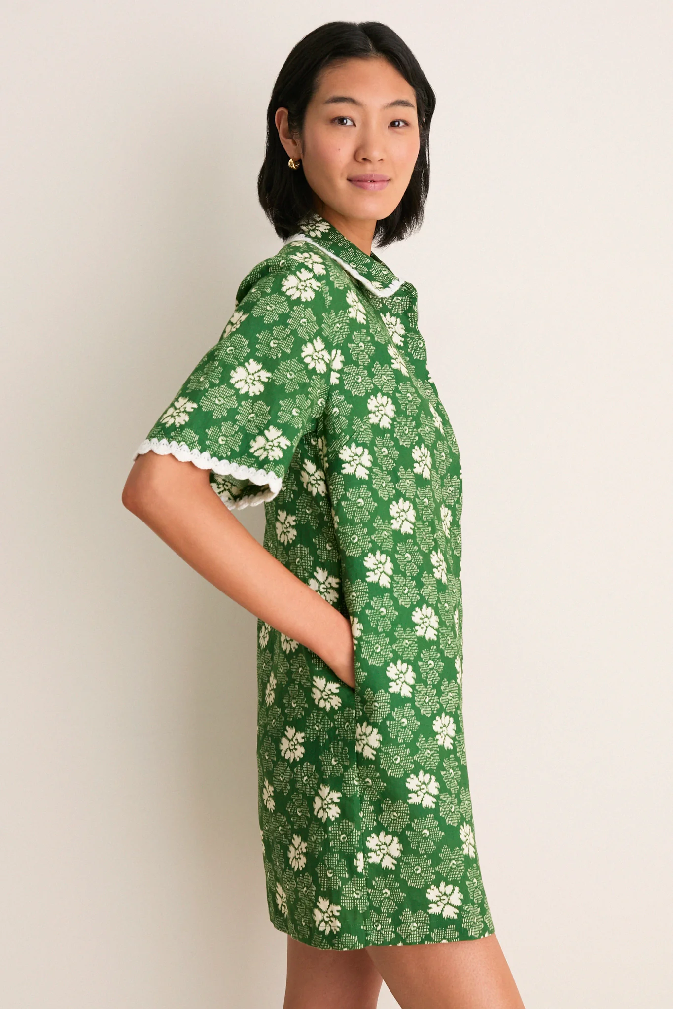 Green Gloria Print Mini Dress Coverup - Image 3