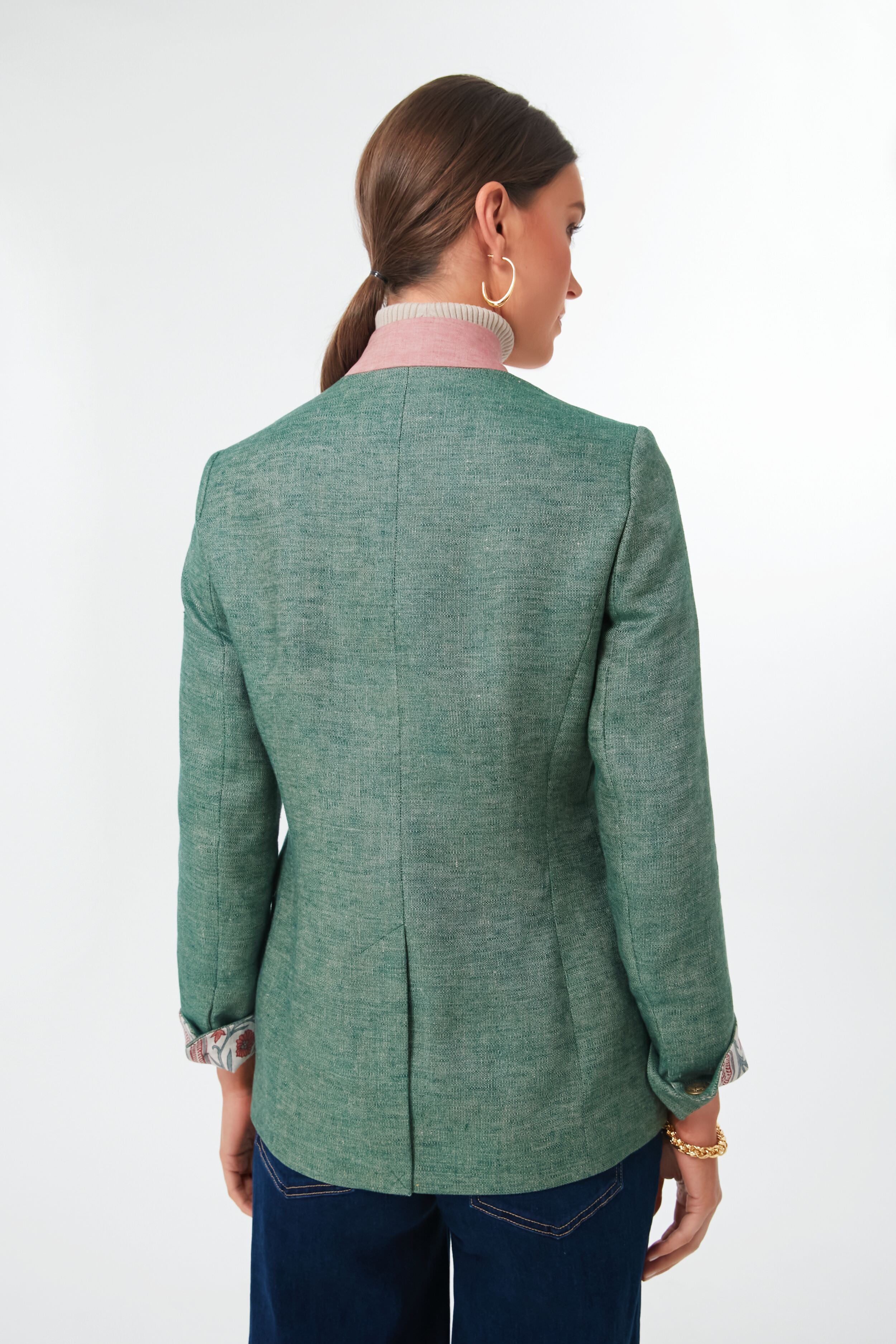Green Linen Camille Tale Jacket - Image 4