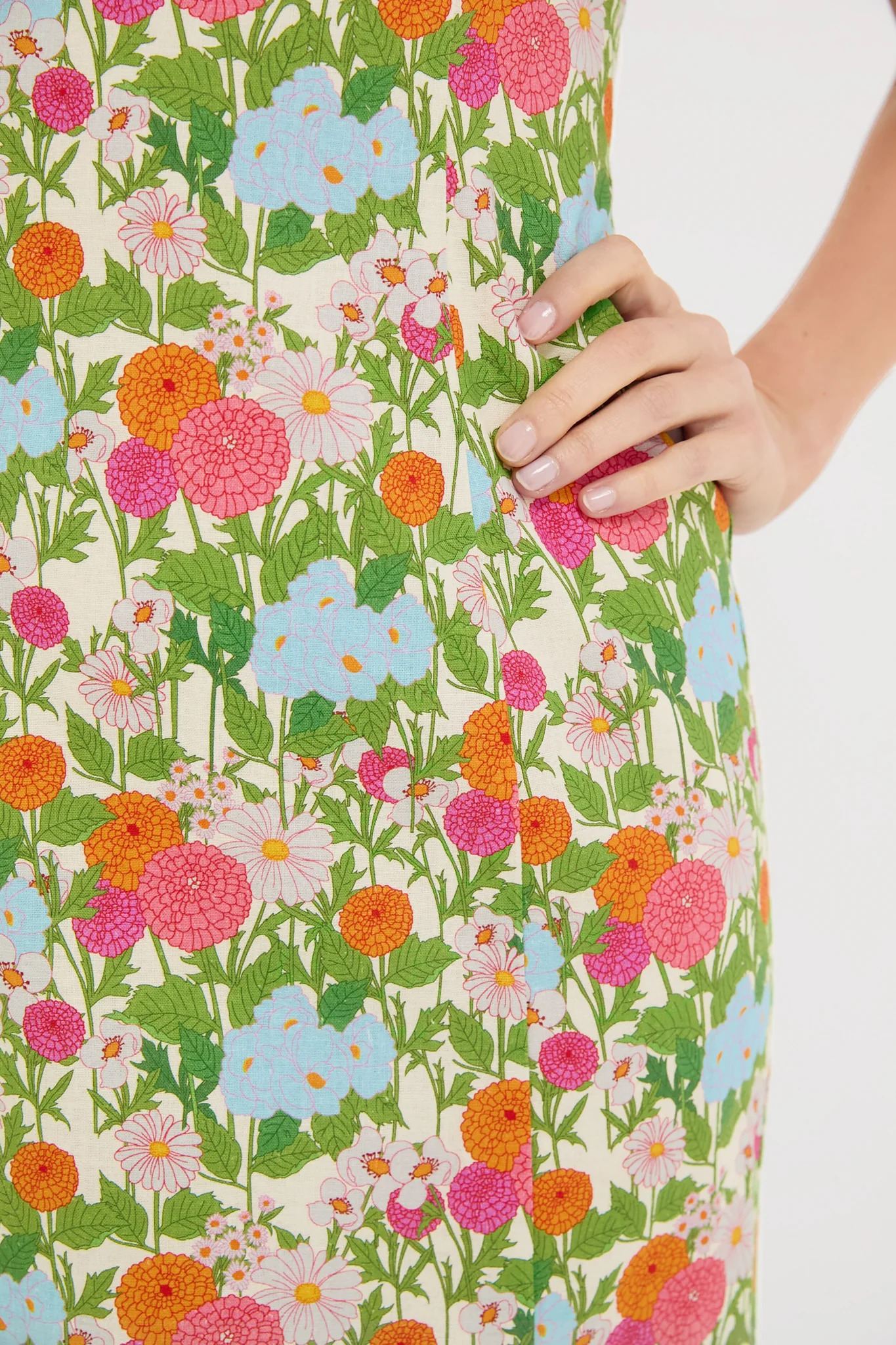 Green Multi Begonia Floral Sallie Midi Dress - Image 6