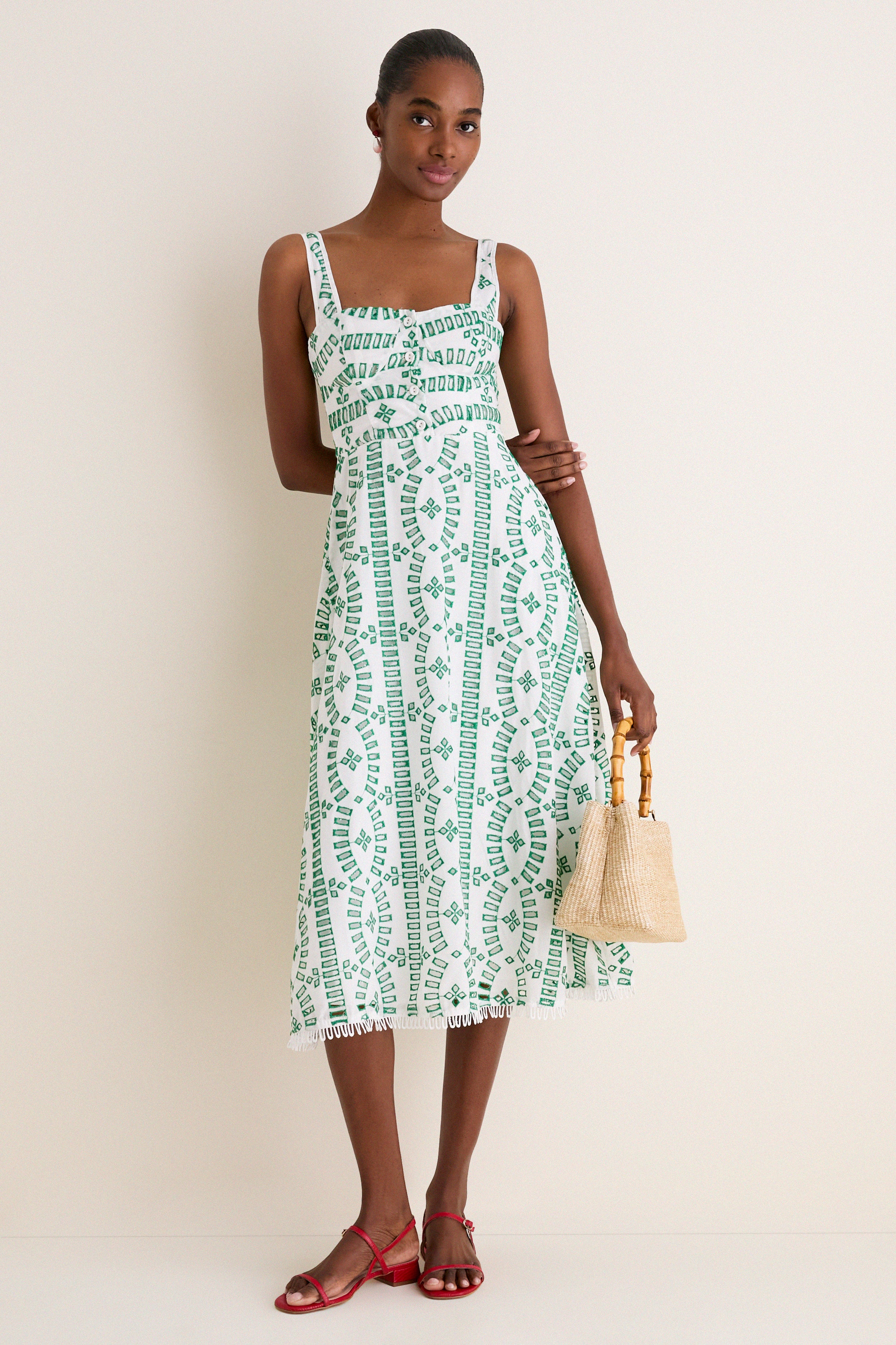 Green Multi Embroidered Detail Midi Dress - Image 2
