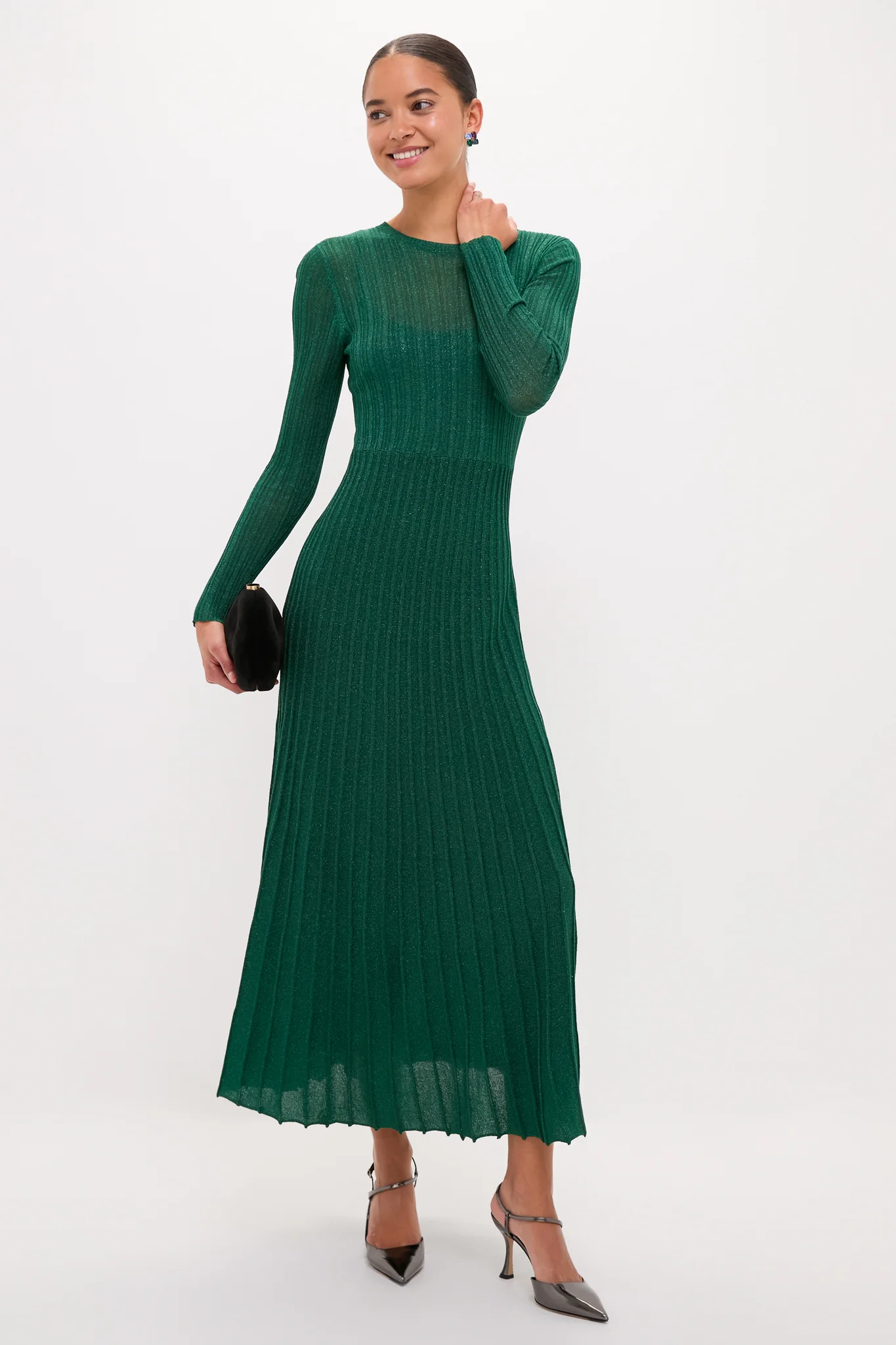 Green Shimmer Knit Cammie Maxi Dress